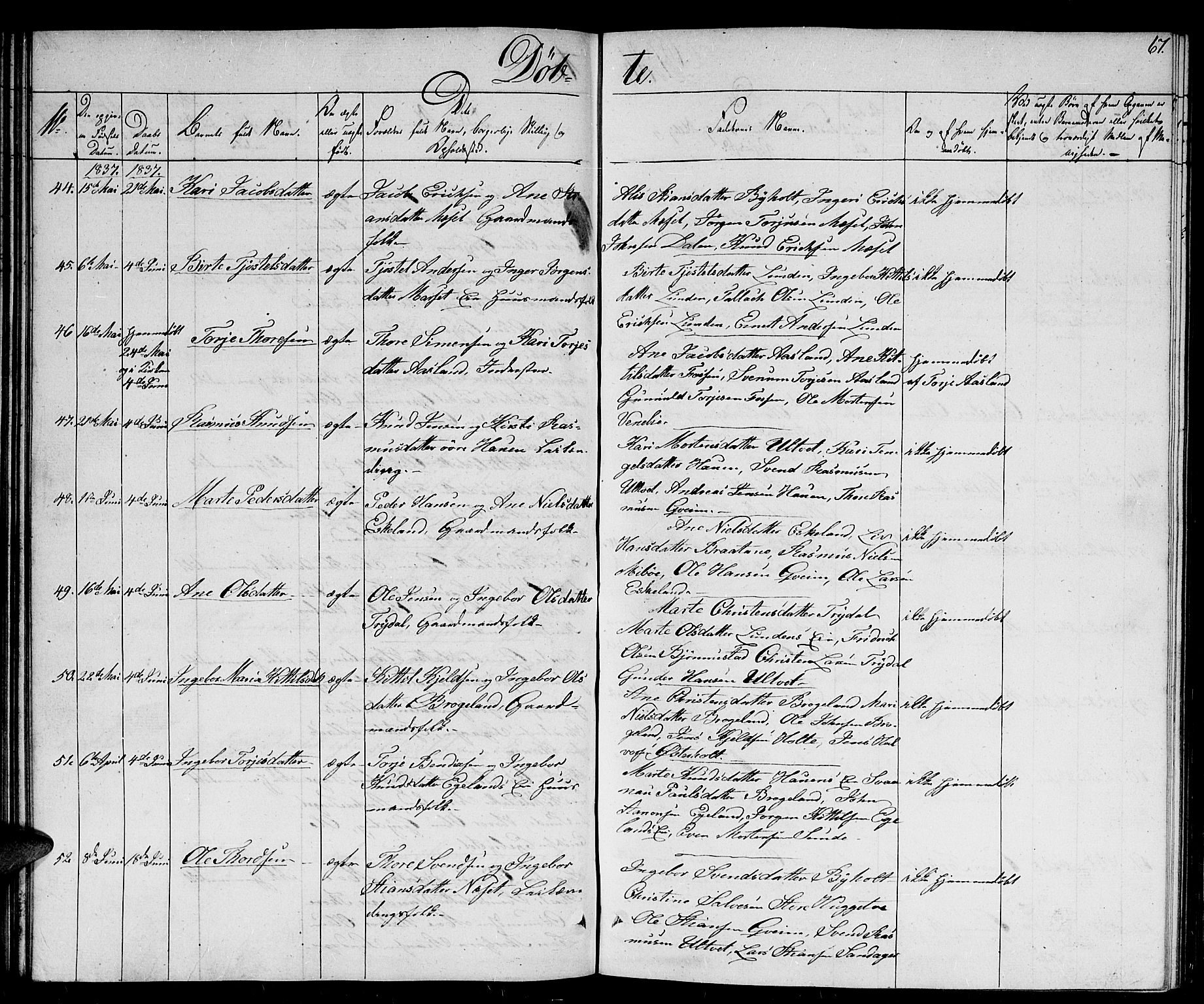 Gjerstad sokneprestkontor, AV/SAK-1111-0014/F/Fb/Fba/L0003: Parish register (copy) no. B 3, 1829-1844, p. 67