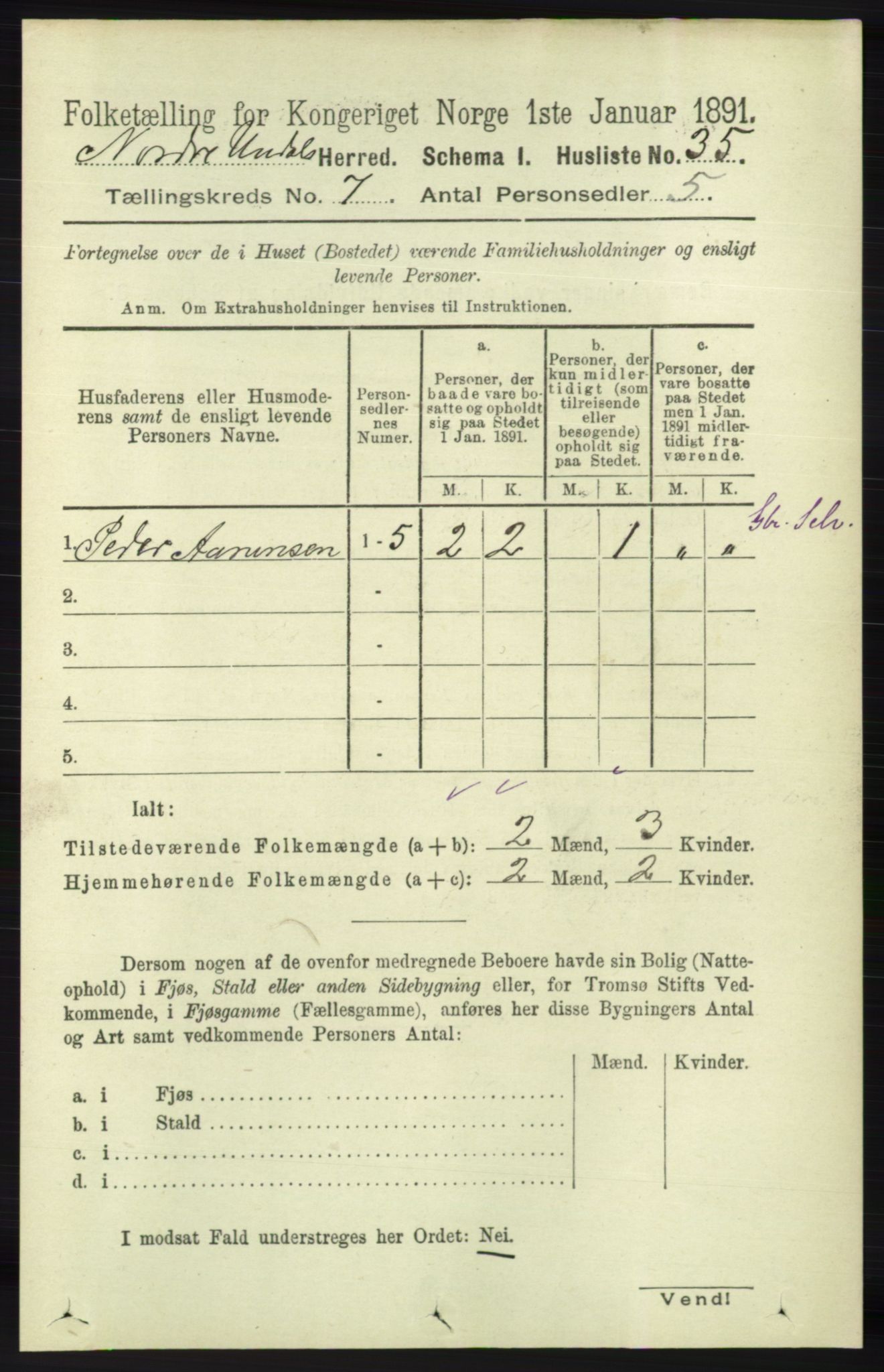 RA, 1891 census for 1028 Nord-Audnedal, 1891, p. 1767