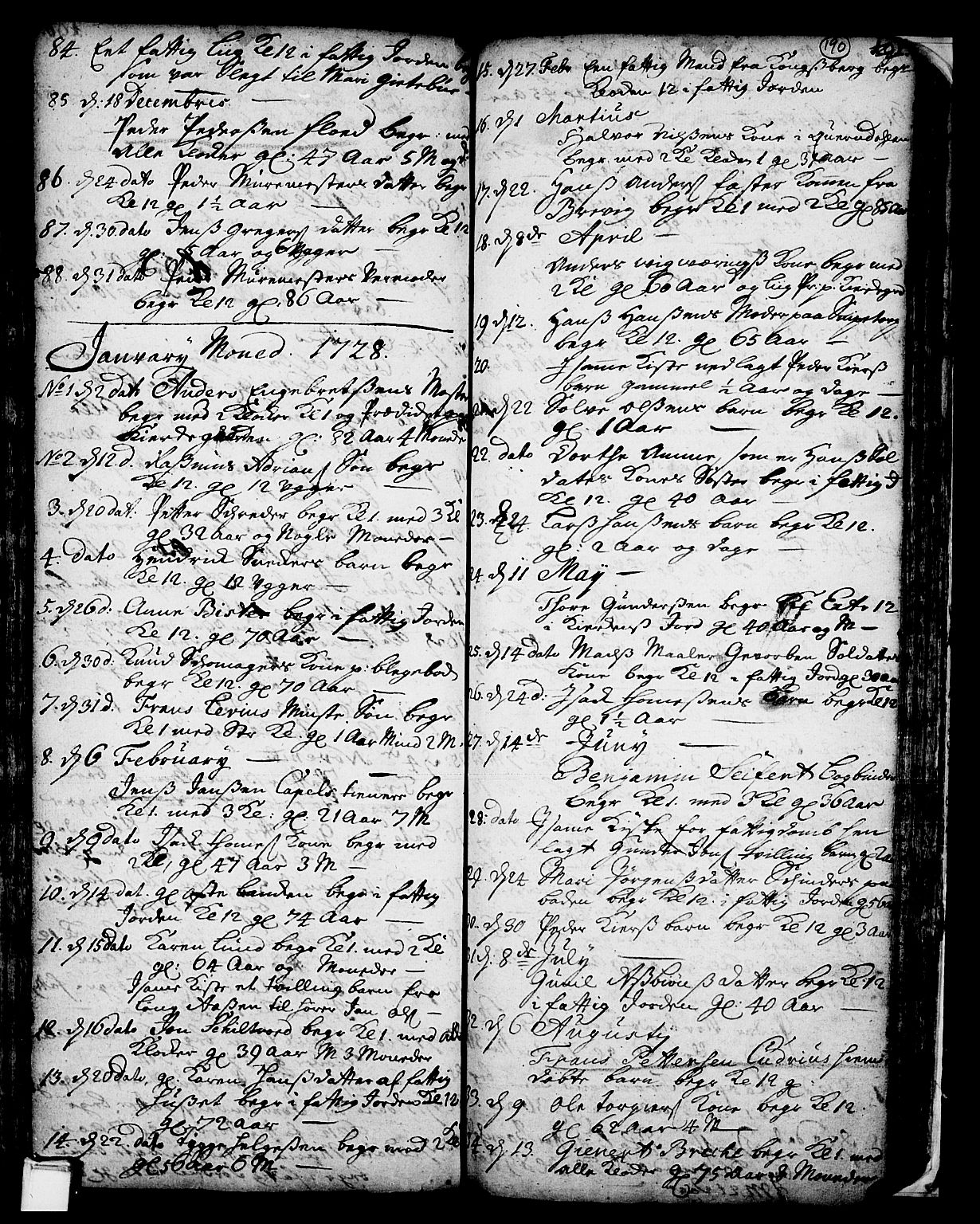 Skien kirkebøker, SAKO/A-302/F/Fa/L0002: Parish register (official) no. 2, 1716-1757, p. 190