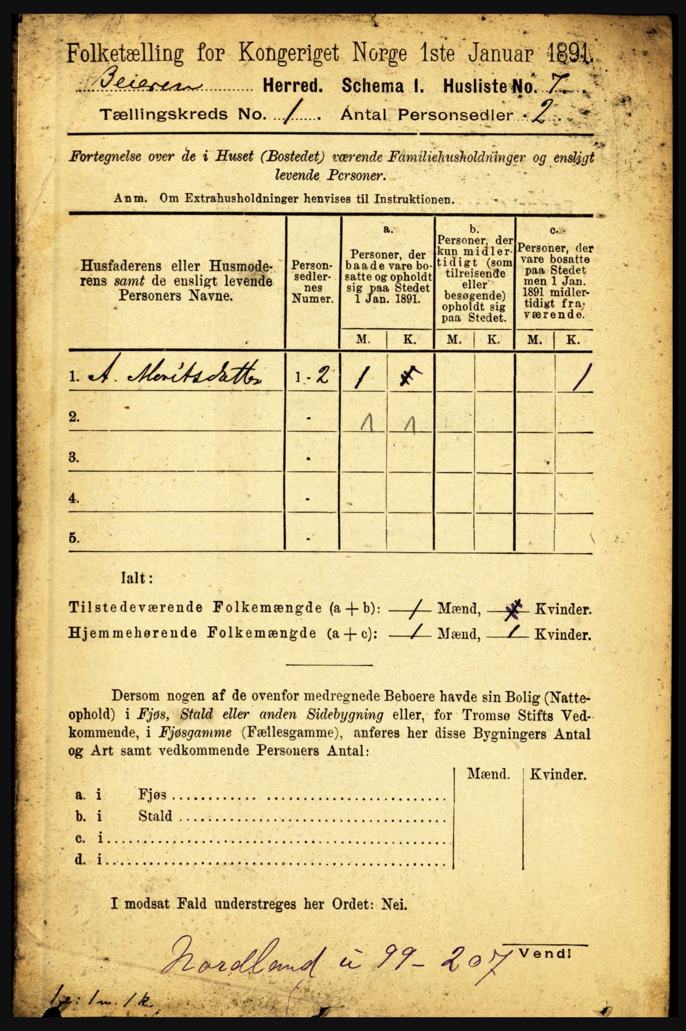 RA, 1891 census for 1839 Beiarn, 1891, p. 26