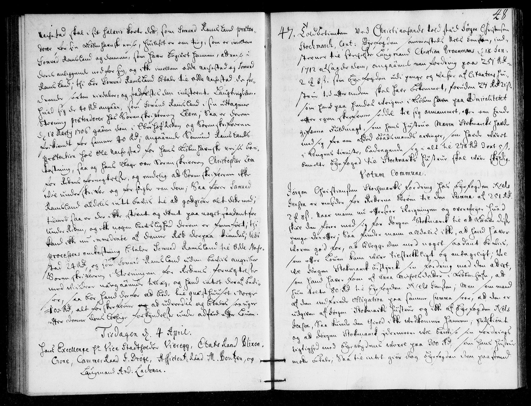 Overhoffretten 1667-1797, AV/RA-EA-2884/Ac/L0148: Voteringsprotokoll, 1713, p. 47b-48a