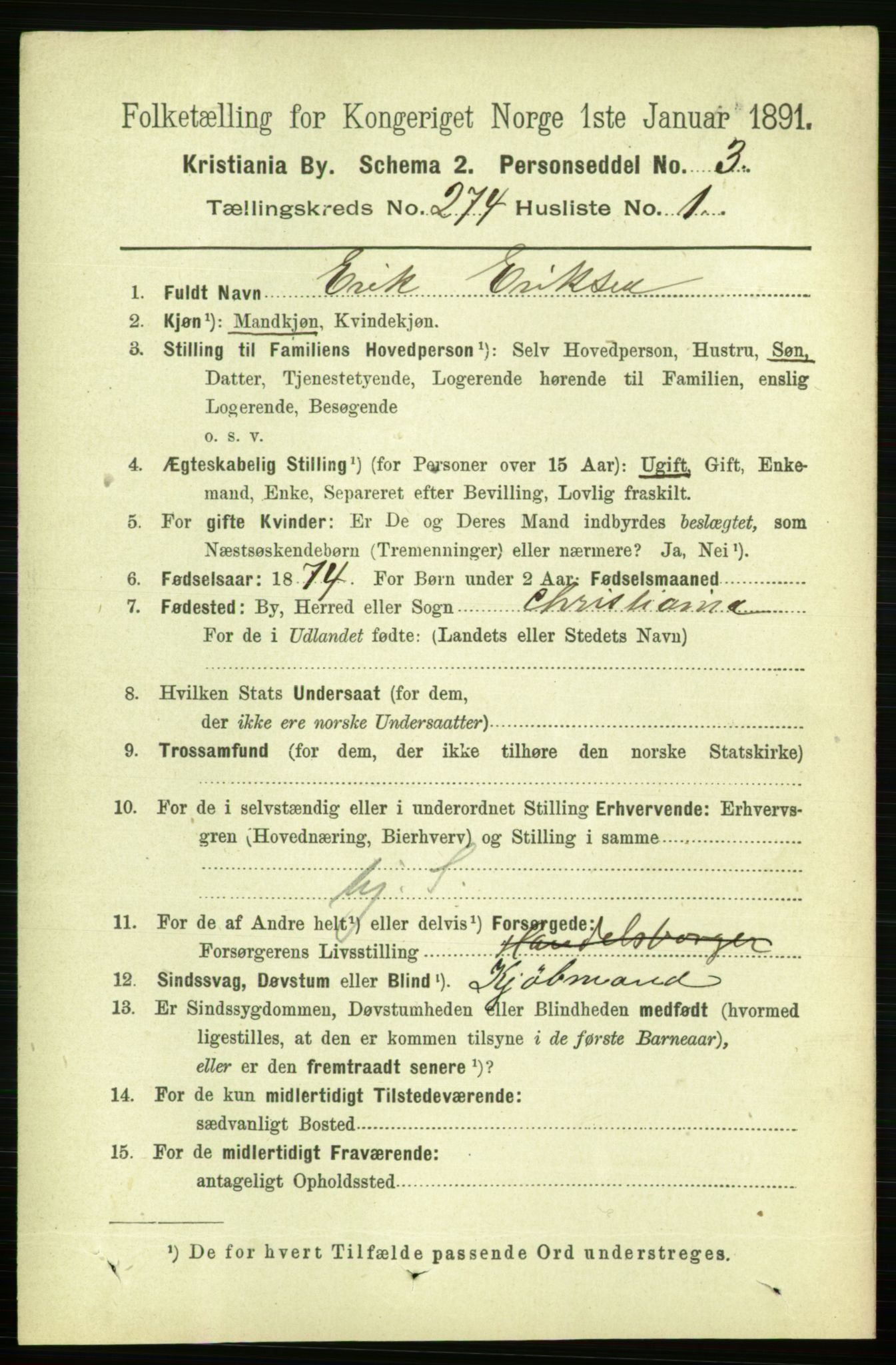 RA, 1891 census for 0301 Kristiania, 1891, p. 166403