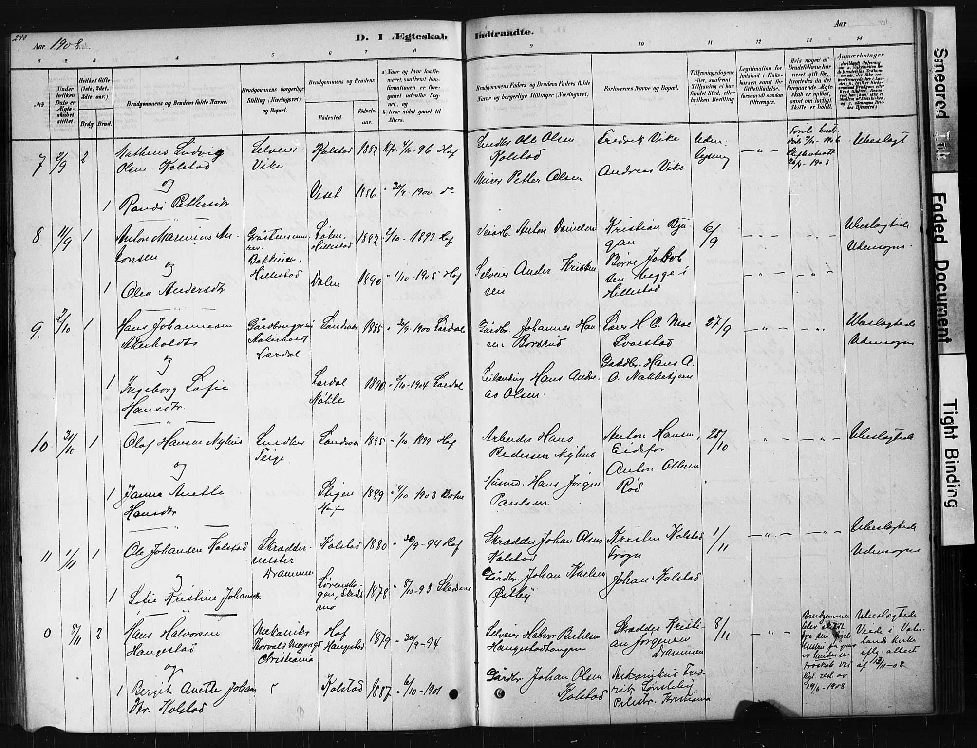 Hof kirkebøker, AV/SAKO-A-64/G/Ga/L0004: Parish register (copy) no. I 4, 1878-1930, p. 240