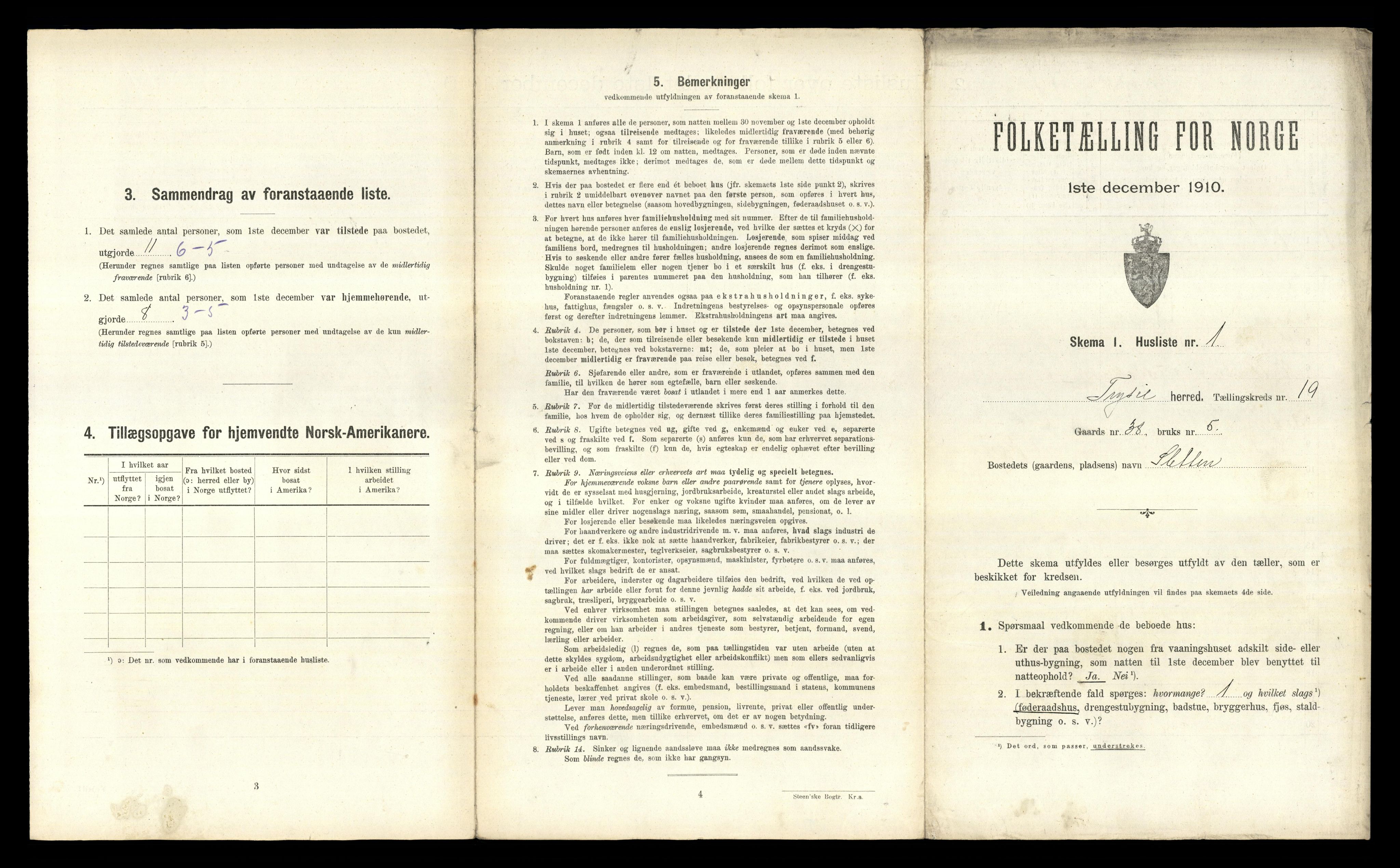 RA, 1910 census for Trysil, 1910, p. 2095