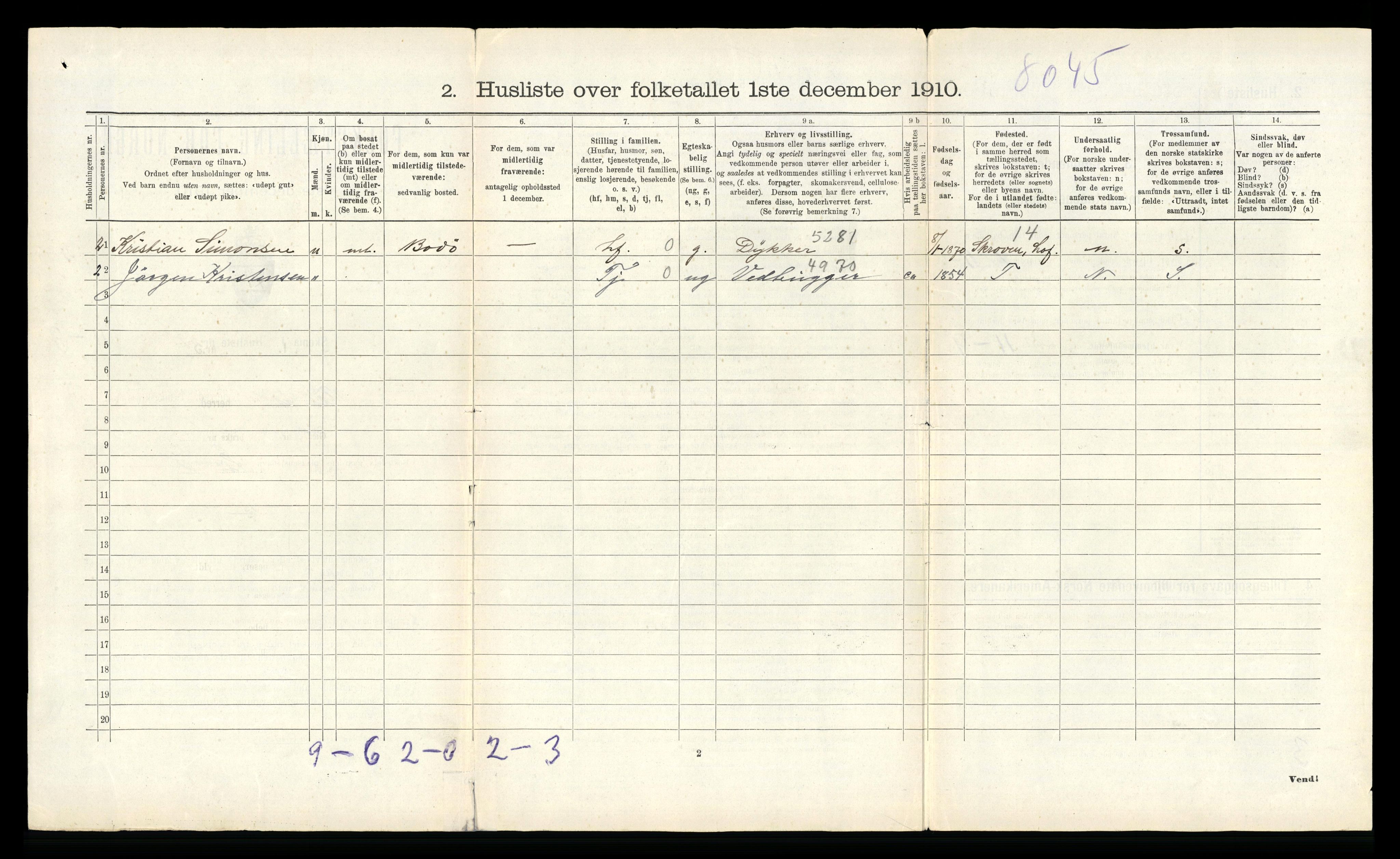 RA, 1910 census for Flakstad, 1910, p. 611