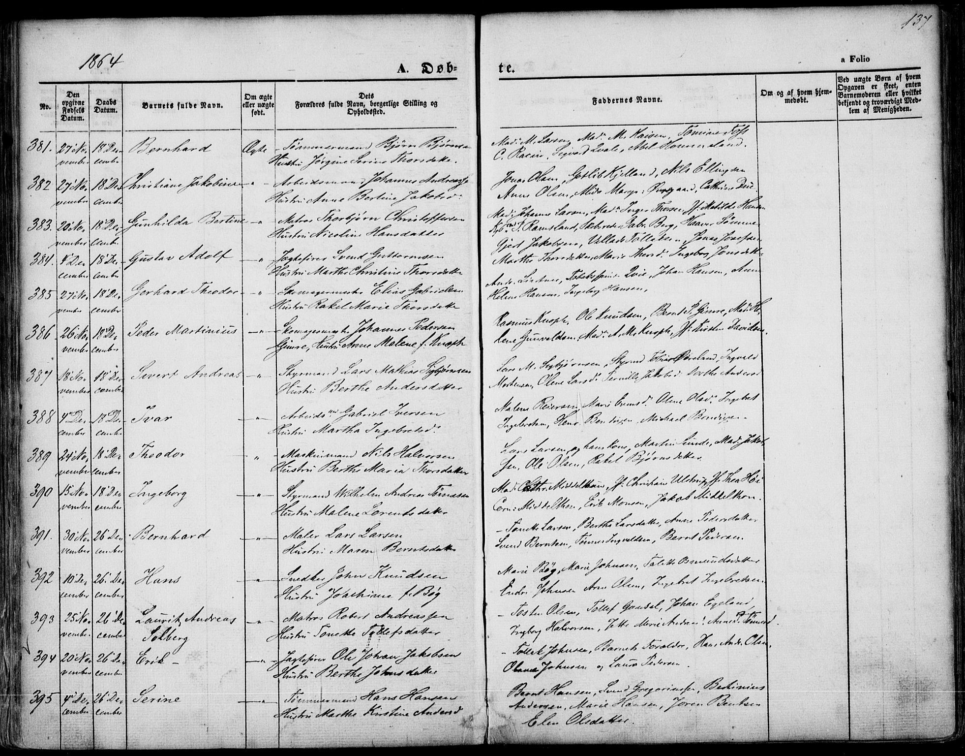 St. Petri sokneprestkontor, AV/SAST-A-101813/001/30/30BA/L0001: Parish register (official) no. A 1, 1861-1868, p. 137