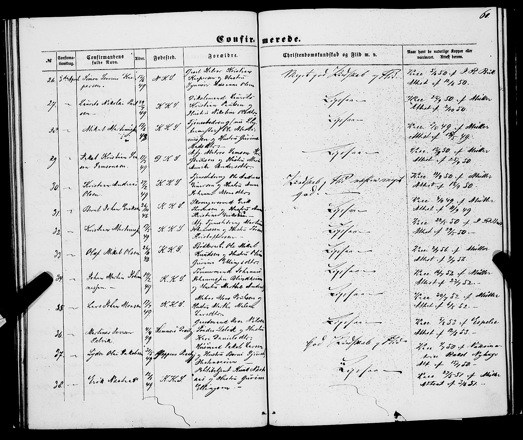 Korskirken sokneprestembete, AV/SAB-A-76101/H/Haa/L0069: Curate's parish register no. A 4, 1856-1869, p. 60