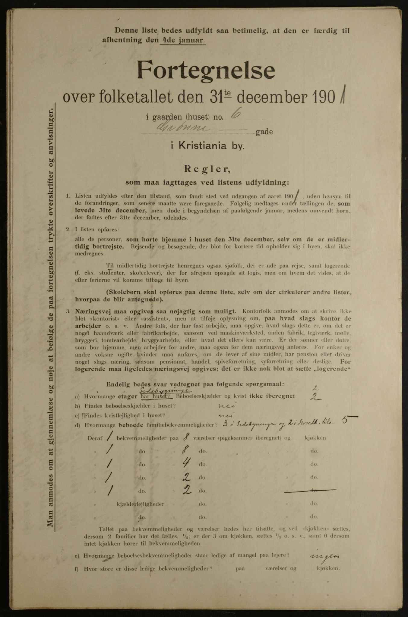 OBA, Municipal Census 1901 for Kristiania, 1901, p. 5245