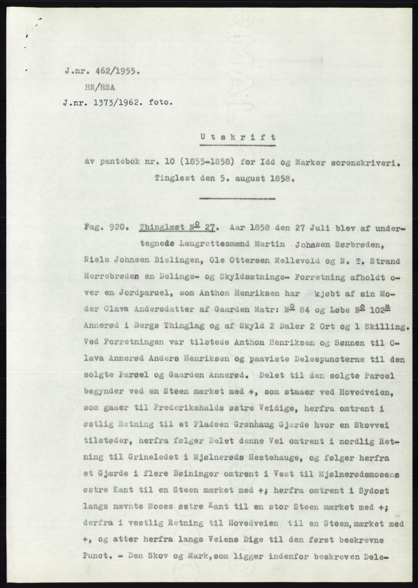 Statsarkivet i Oslo, SAO/A-10621/Z/Zd/L0002: Avskrifter, j.nr 5-691/1955, 1955, p. 347