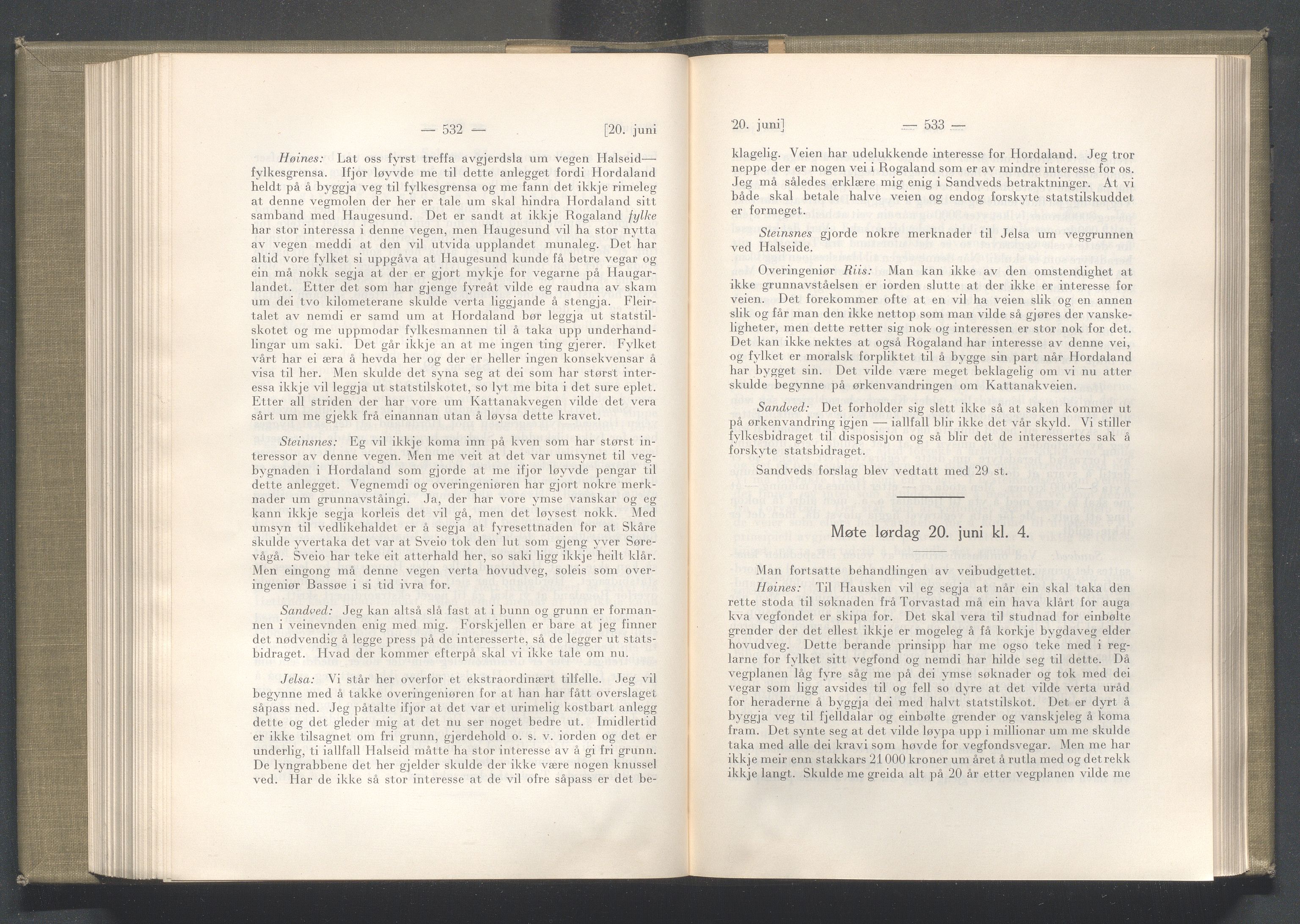 Rogaland fylkeskommune - Fylkesrådmannen , IKAR/A-900/A/Aa/Aaa/L0044: Møtebok , 1925, p. 532-533