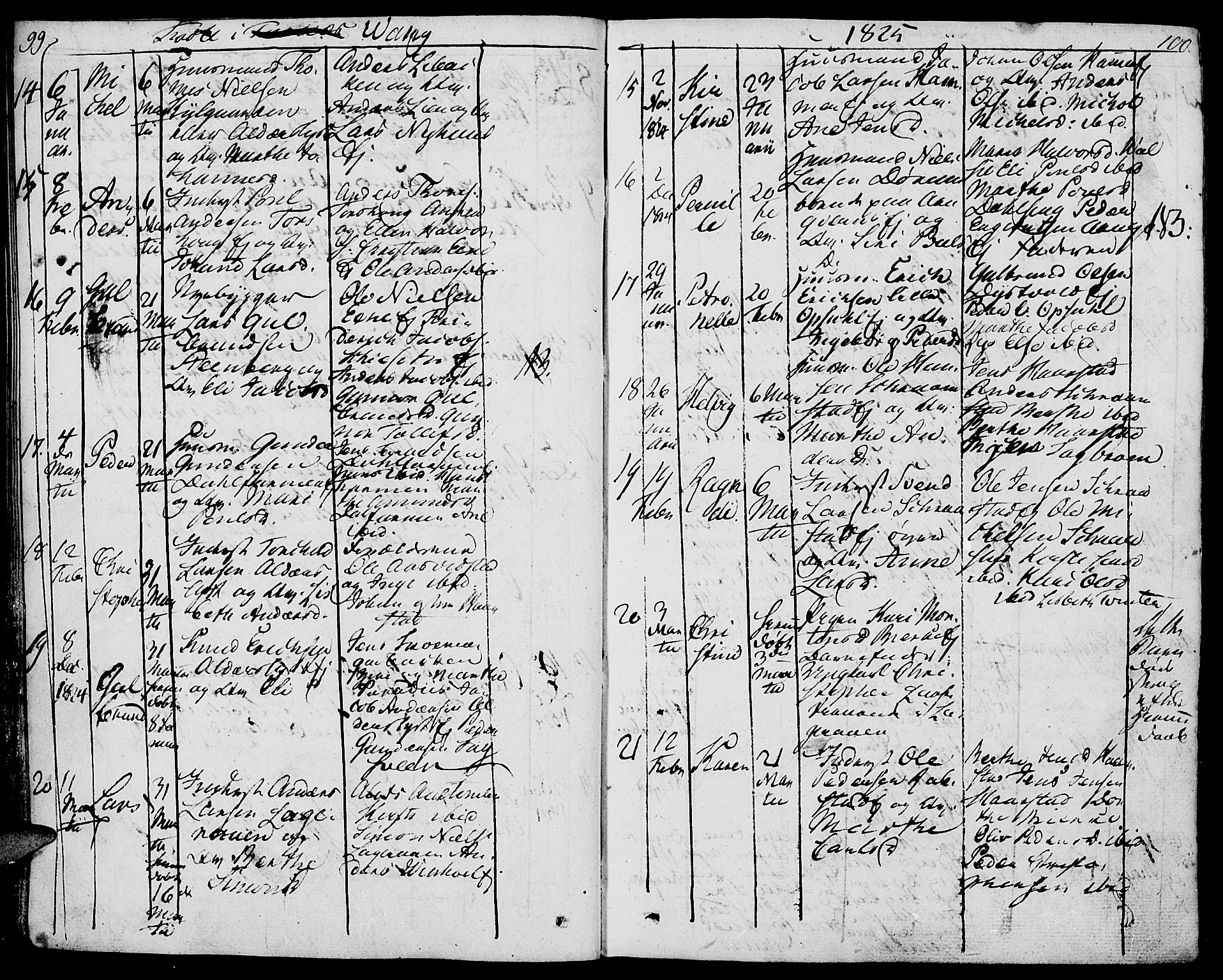 Vang prestekontor, Hedmark, SAH/PREST-008/H/Ha/Haa/L0006: Parish register (official) no. 6 /1, 1809-1827, p. 99-100