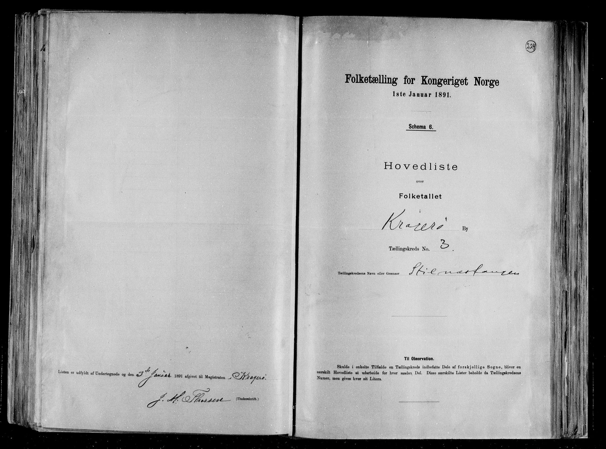 RA, 1891 census for 0801 Kragerø, 1891, p. 9