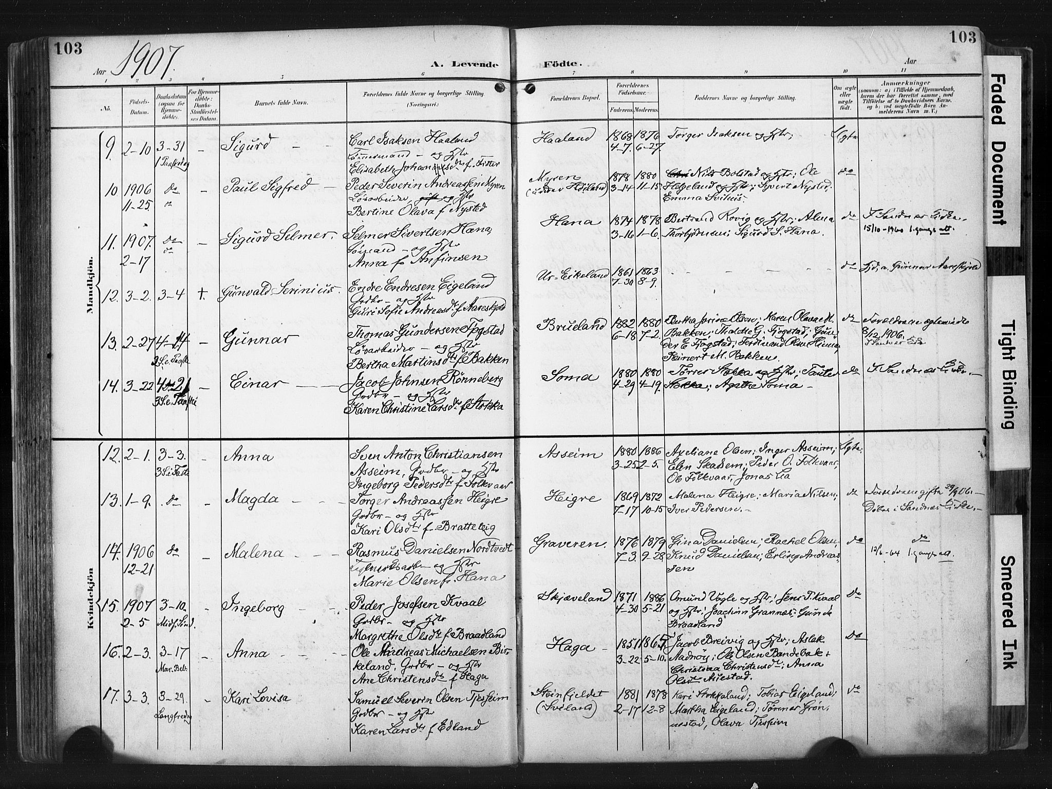 Høyland sokneprestkontor, AV/SAST-A-101799/001/30BA/L0015: Parish register (official) no. A 14, 1899-1911, p. 103