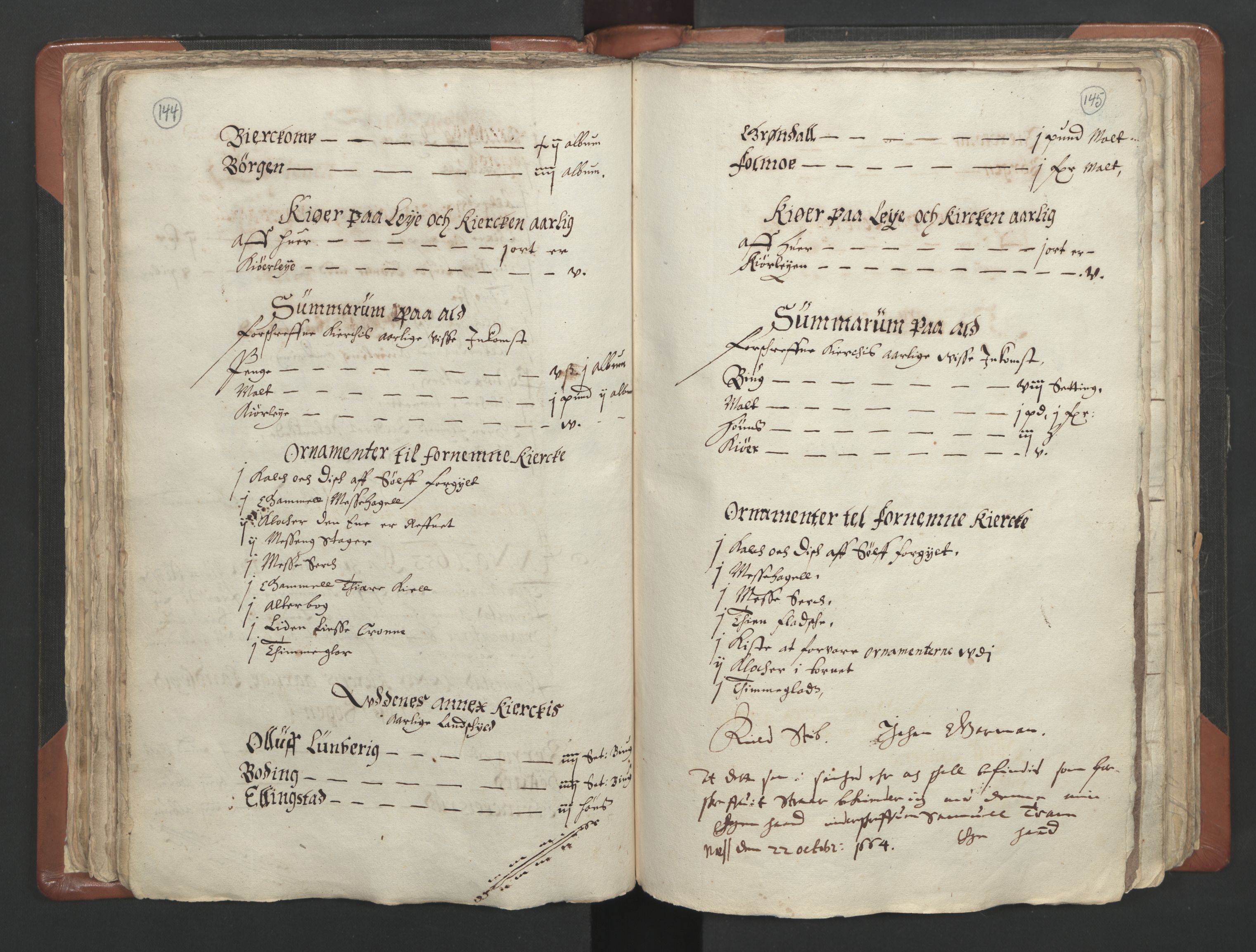 RA, Vicar's Census 1664-1666, no. 4: Øvre Romerike deanery, 1664-1666, p. 144-145
