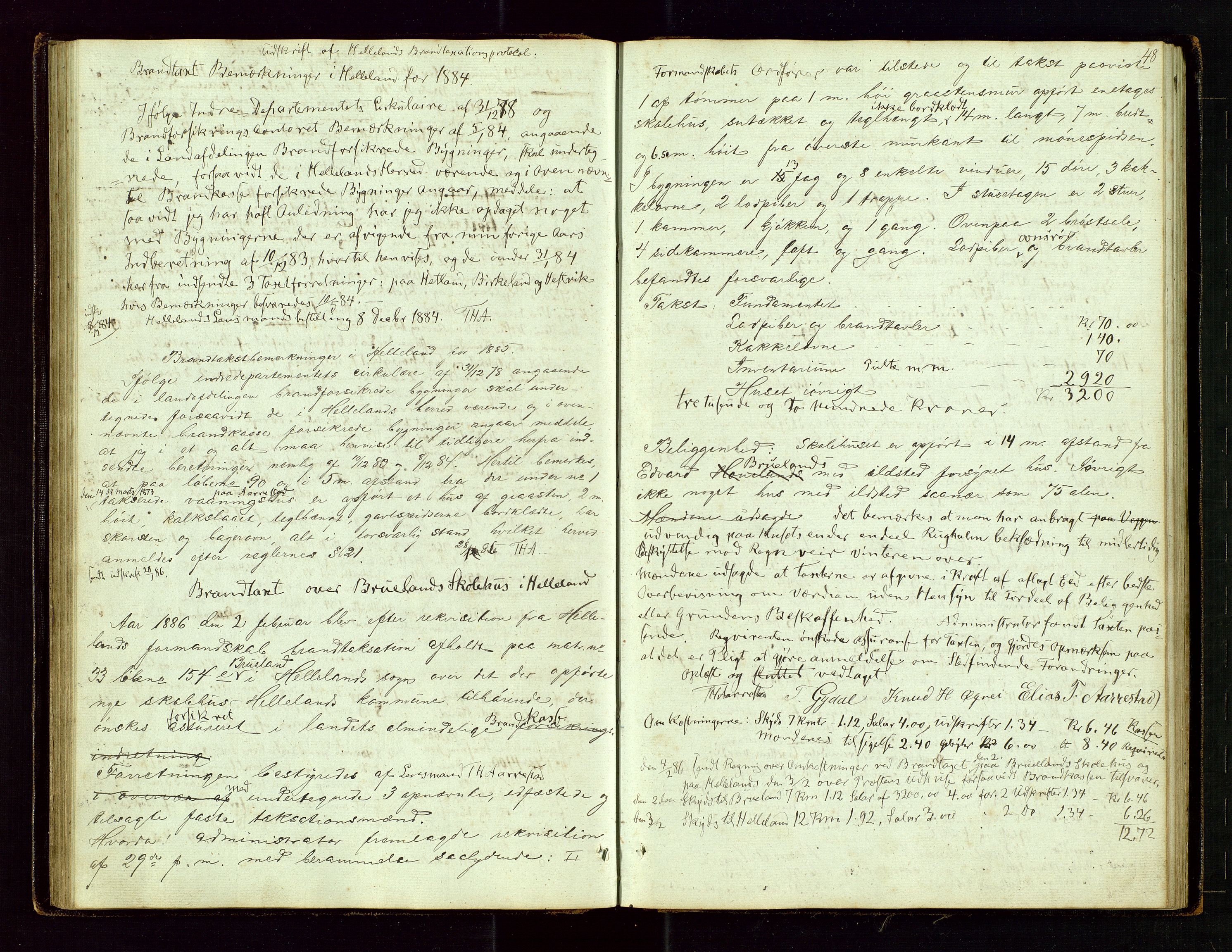 Helleland lensmannskontor, AV/SAST-A-100209/Goa/L0001: "Brandtaxations-Protocol for Hetlands Thinglag", 1847-1920, p. 47b-48a