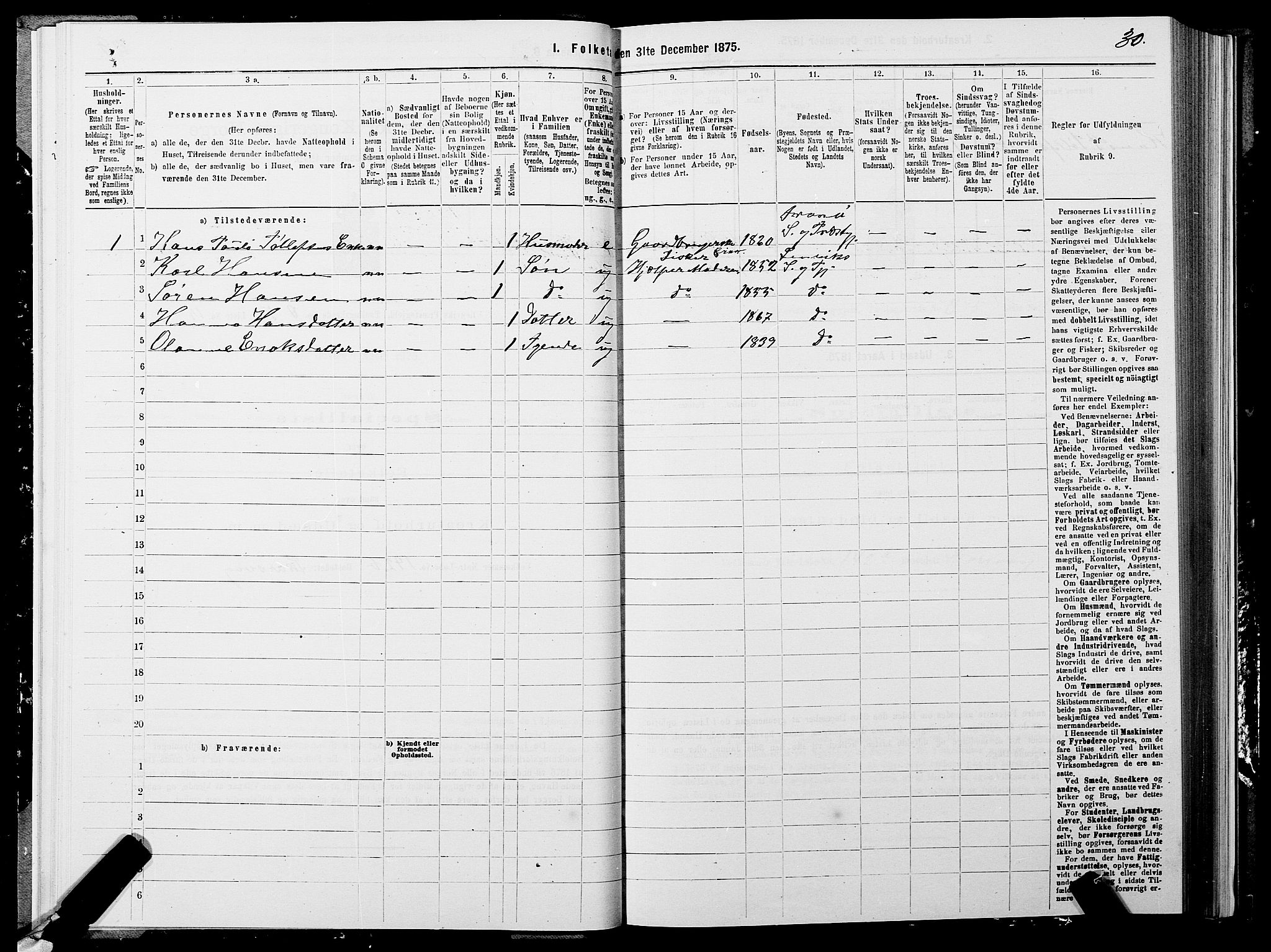 SATØ, 1875 census for 1931P Lenvik, 1875, p. 3030