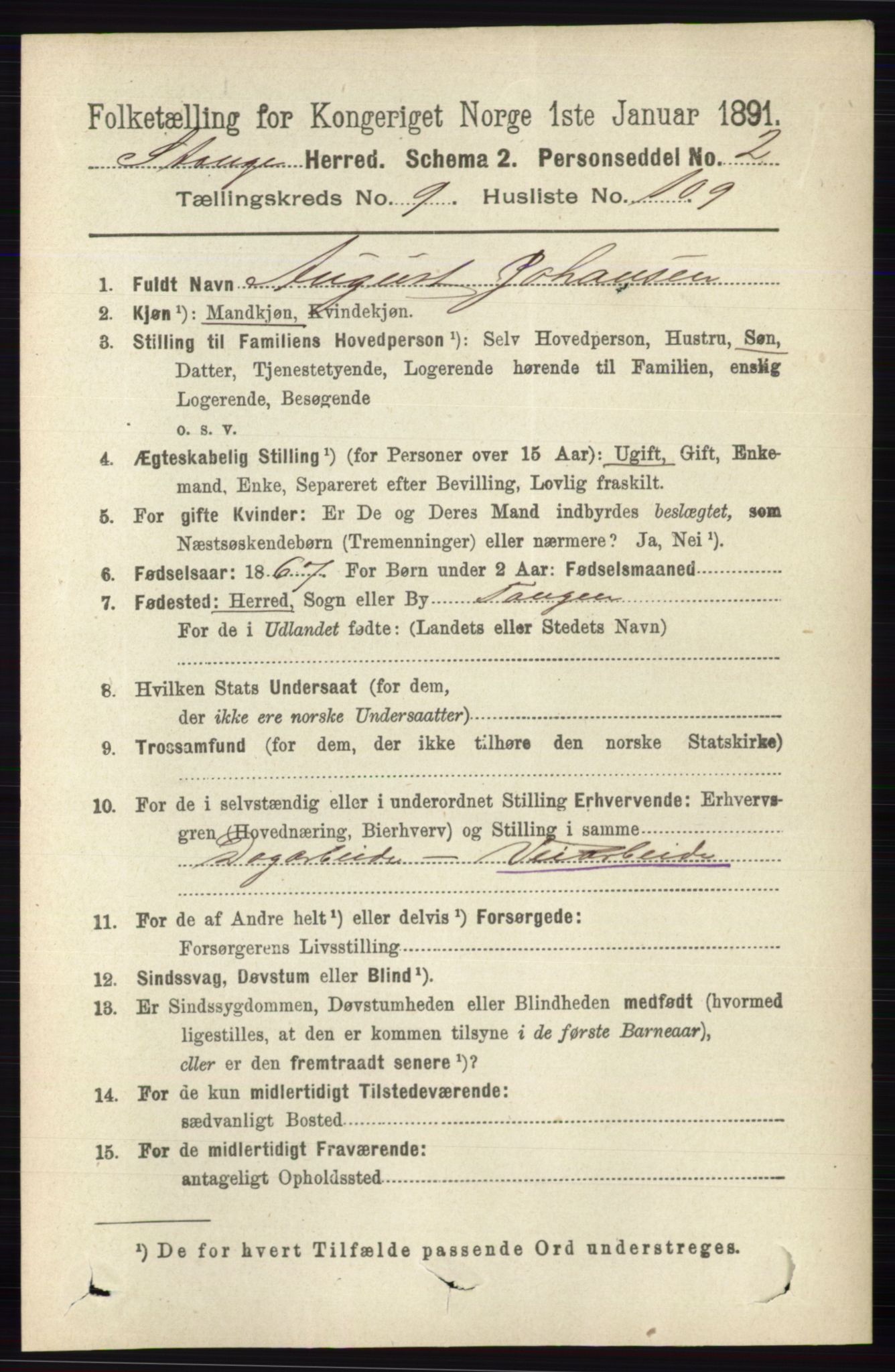 RA, 1891 census for 0417 Stange, 1891, p. 6679