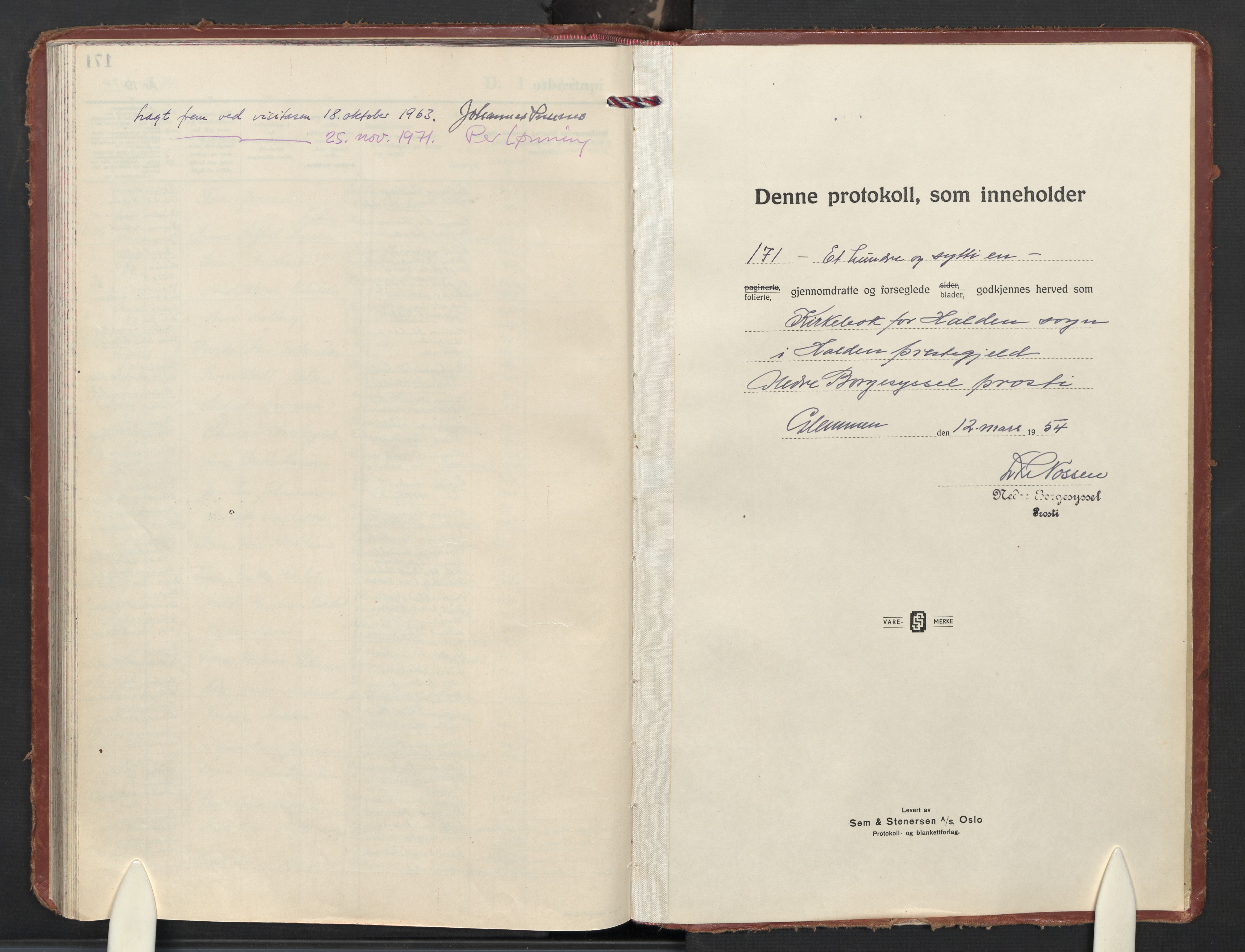 Halden prestekontor Kirkebøker, SAO/A-10909/F/Fa/L0025: Parish register (official) no. I 25, 1954-1974