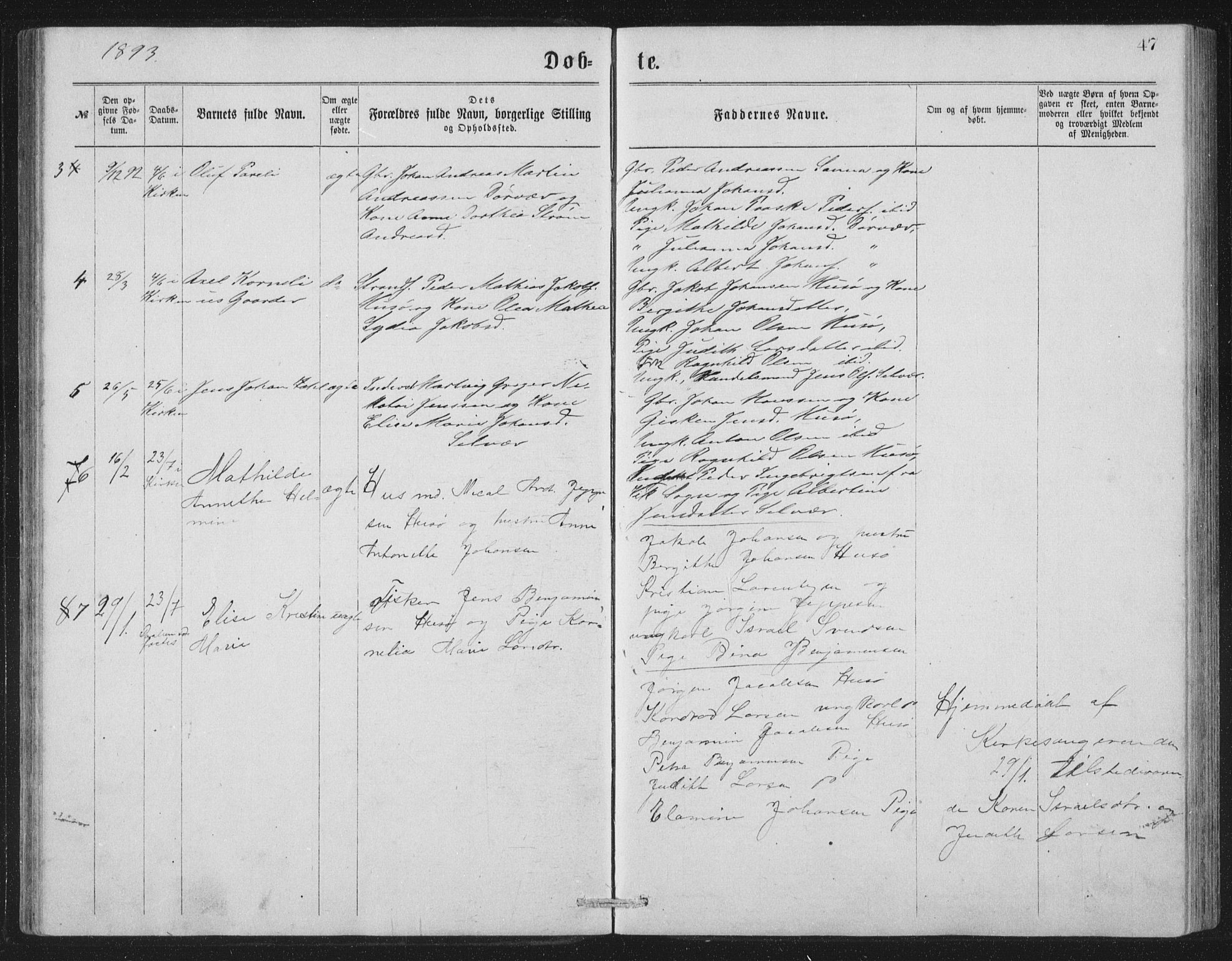 Ministerialprotokoller, klokkerbøker og fødselsregistre - Nordland, AV/SAT-A-1459/840/L0582: Parish register (copy) no. 840C02, 1874-1900, p. 47