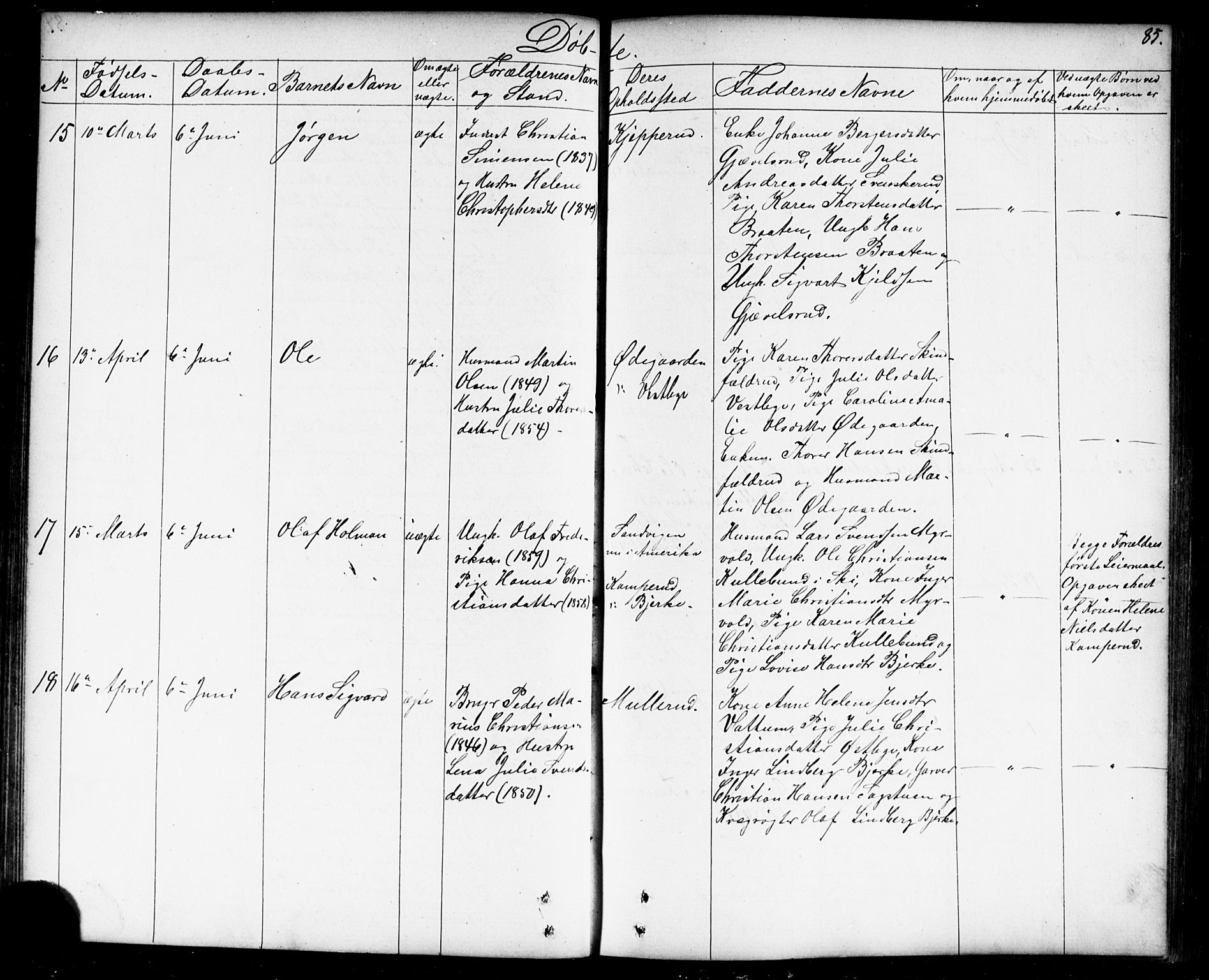 Enebakk prestekontor Kirkebøker, AV/SAO-A-10171c/G/Gb/L0001: Parish register (copy) no. II 1, 1859-1890, p. 85