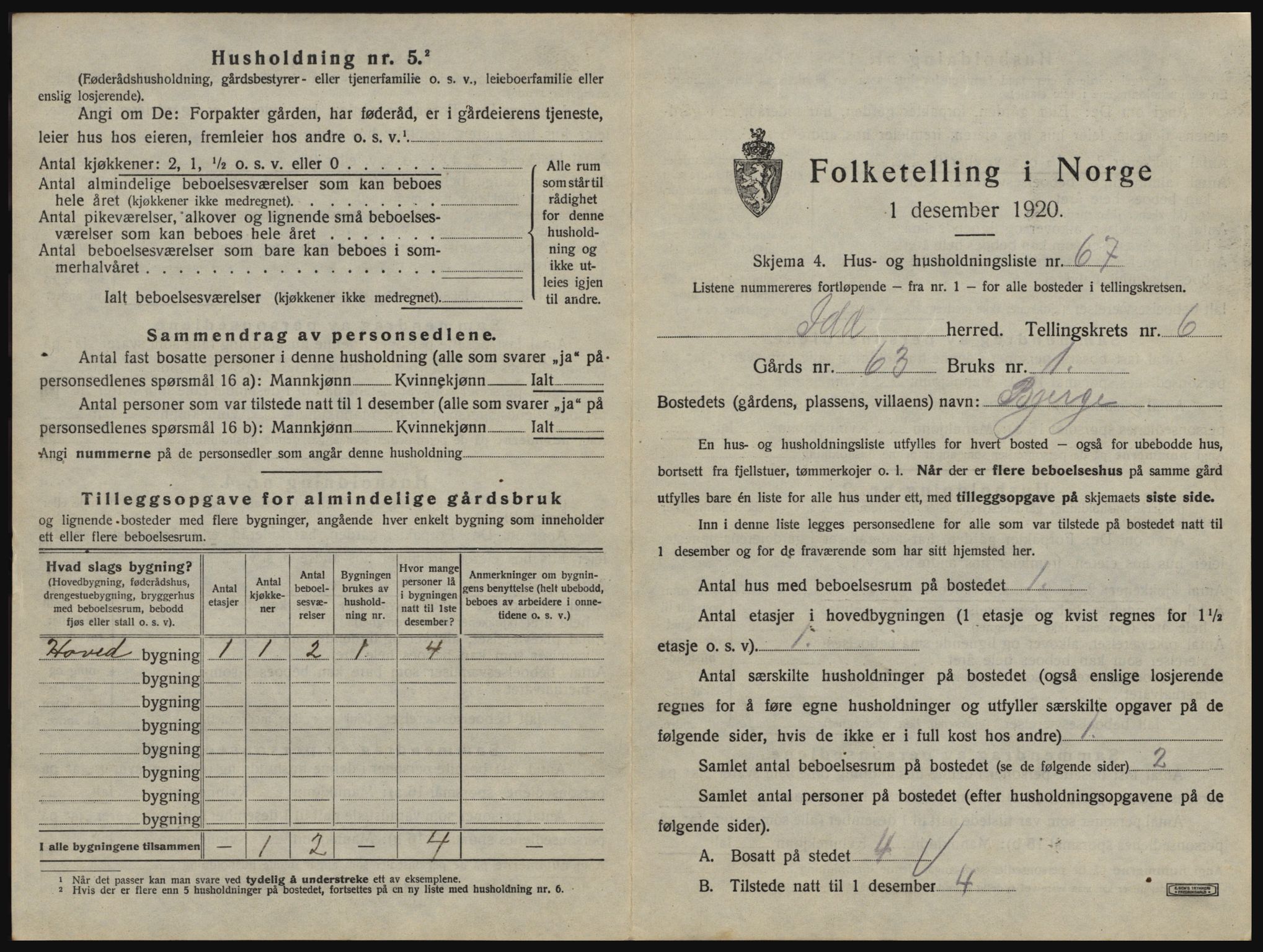SAO, 1920 census for Idd, 1920, p. 1004
