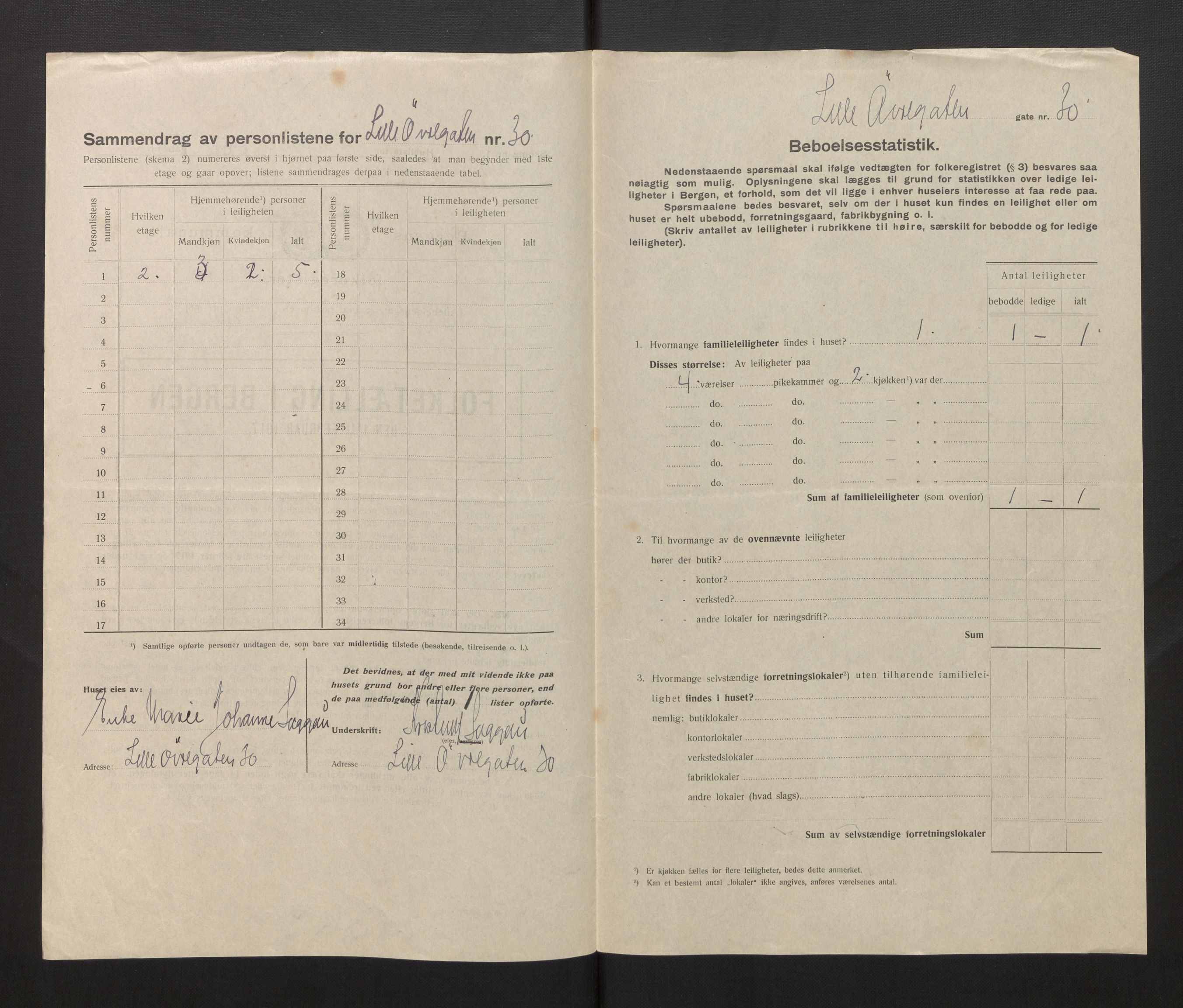 SAB, Municipal Census 1917 for Bergen, 1917, p. 46152