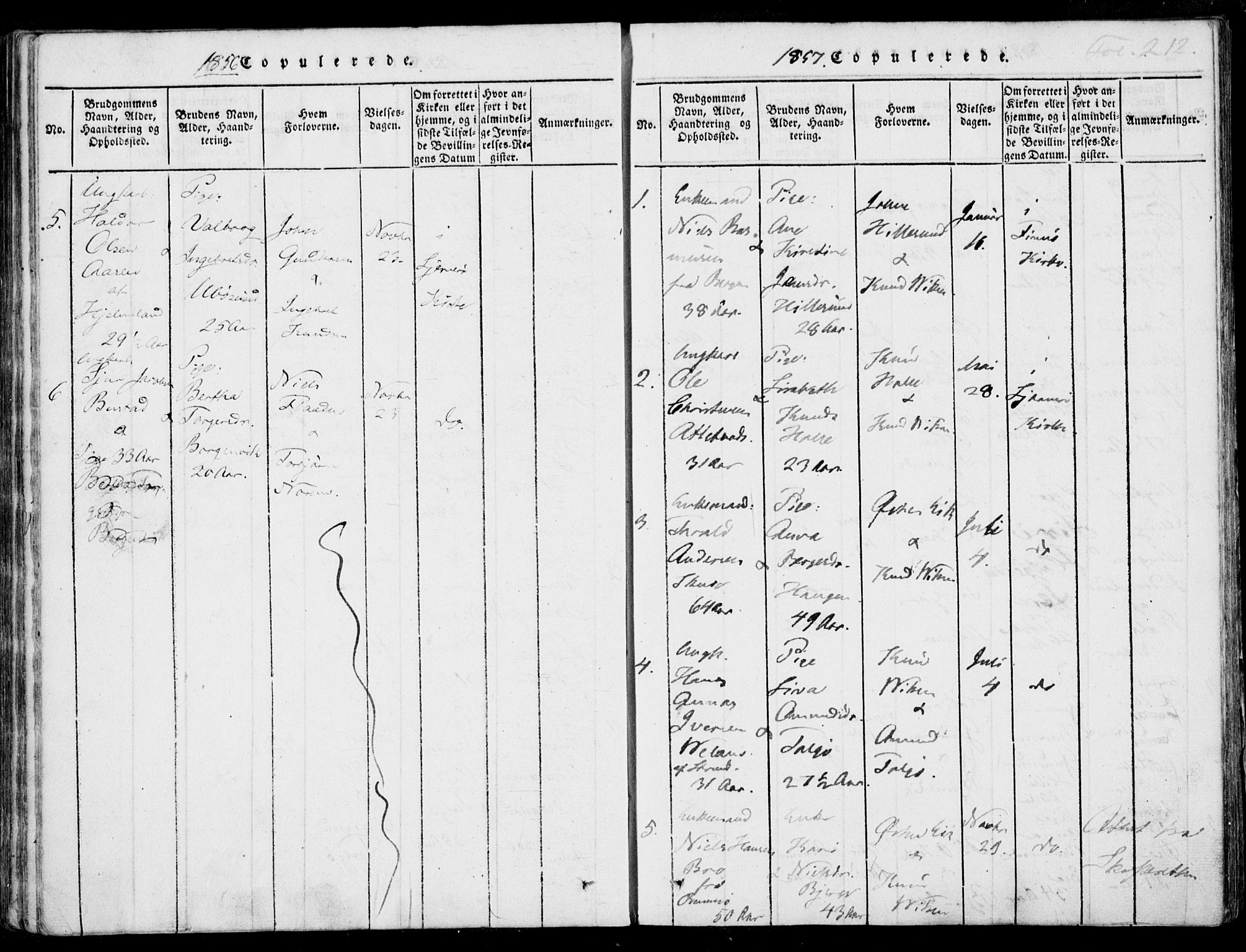 Nedstrand sokneprestkontor, AV/SAST-A-101841/01/IV: Parish register (official) no. A 7, 1816-1870, p. 212