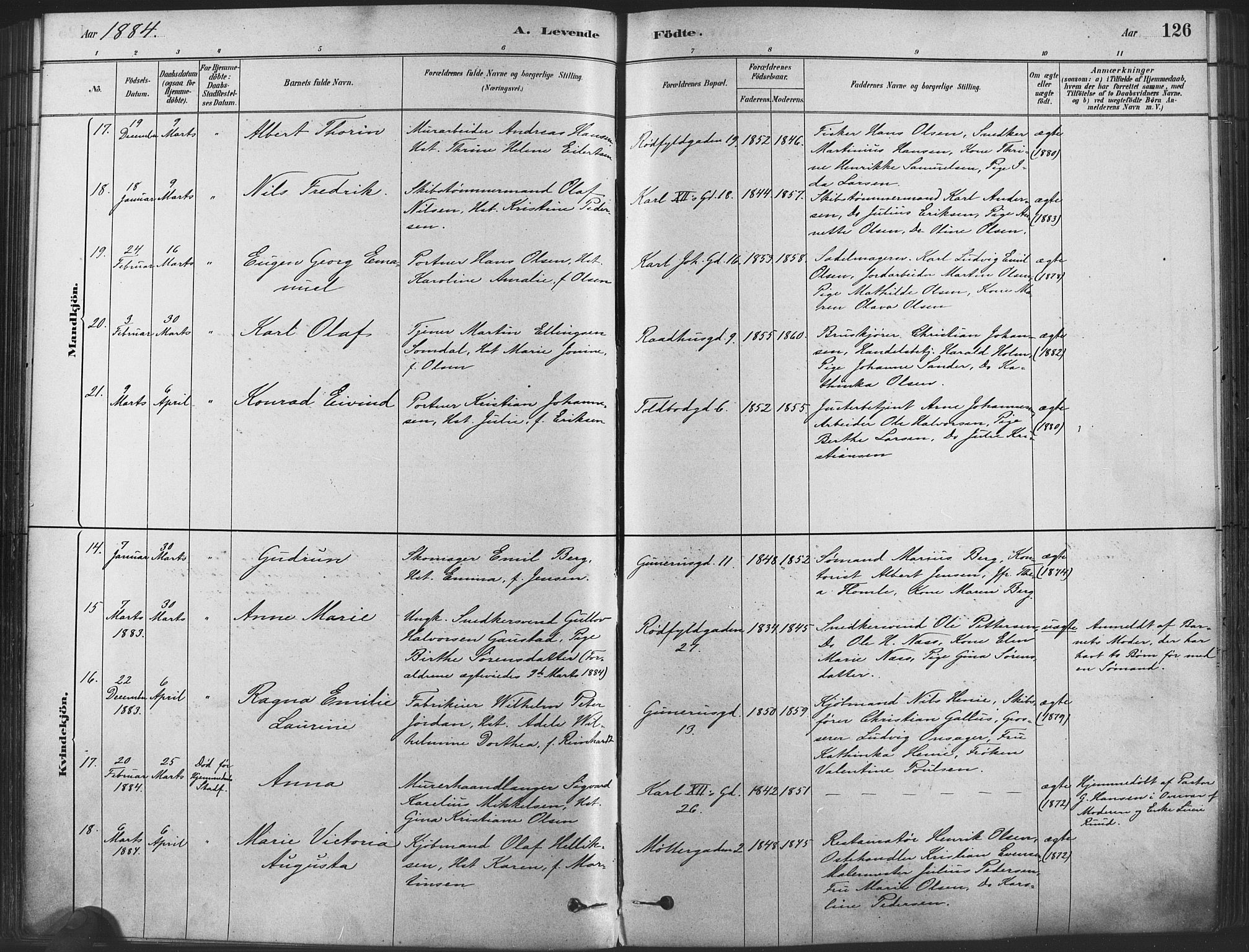 Oslo domkirke Kirkebøker, AV/SAO-A-10752/F/Fa/L0029: Parish register (official) no. 29, 1879-1892, p. 126