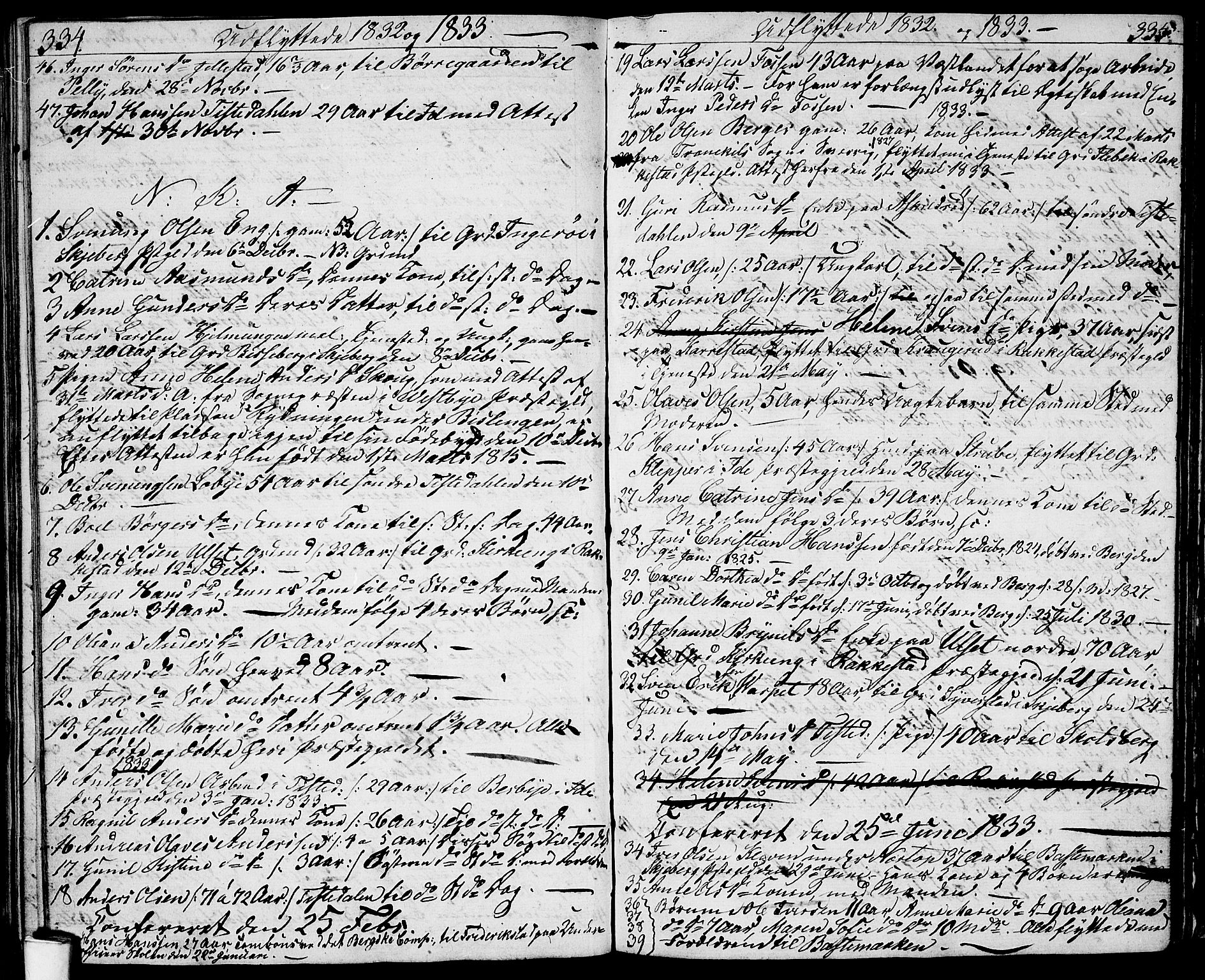 Berg prestekontor Kirkebøker, AV/SAO-A-10902/G/Ga/L0002: Parish register (copy) no. I 2, 1832-1844, p. 334-335