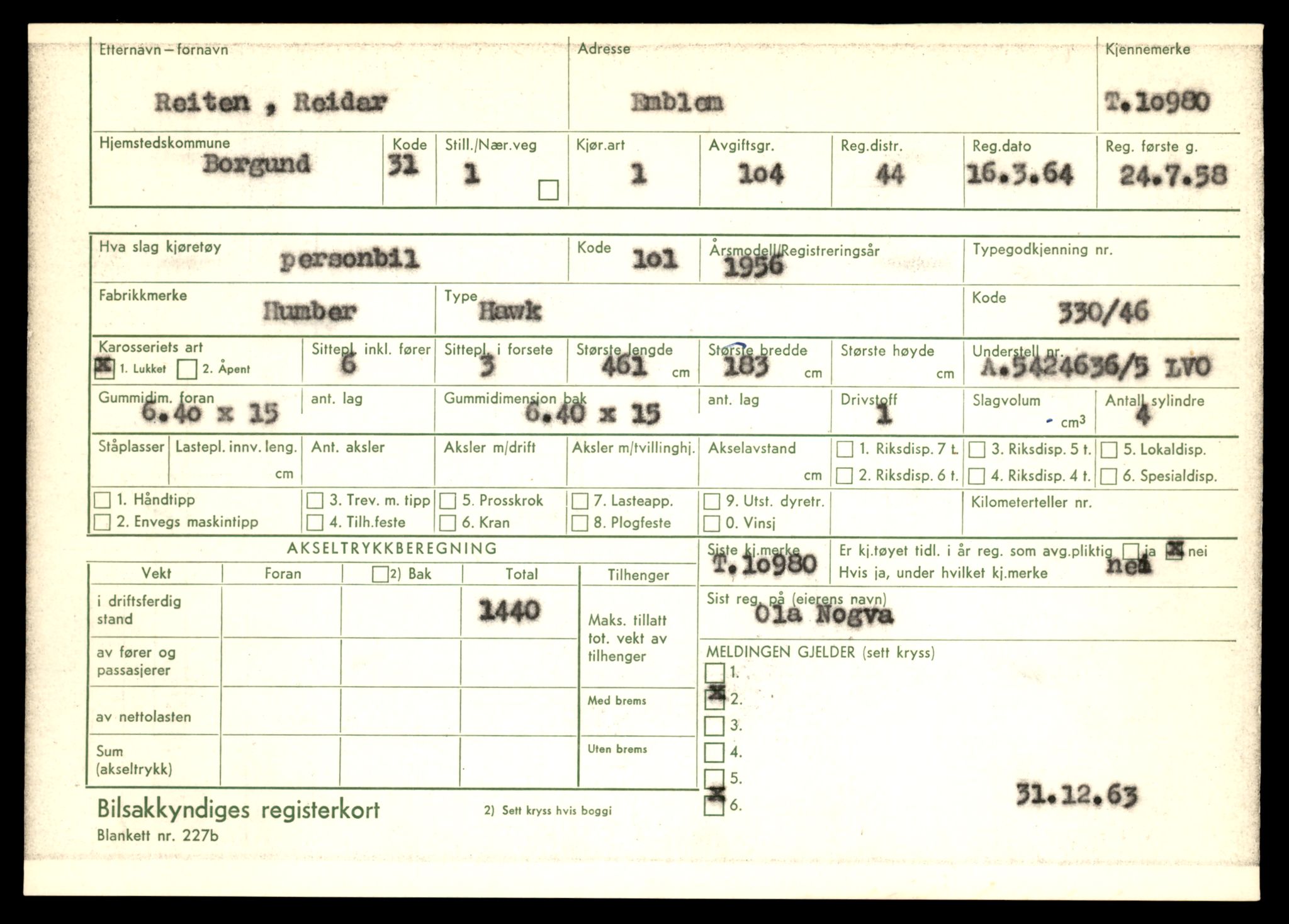 Møre og Romsdal vegkontor - Ålesund trafikkstasjon, SAT/A-4099/F/Fe/L0025: Registreringskort for kjøretøy T 10931 - T 11045, 1927-1998, p. 1349