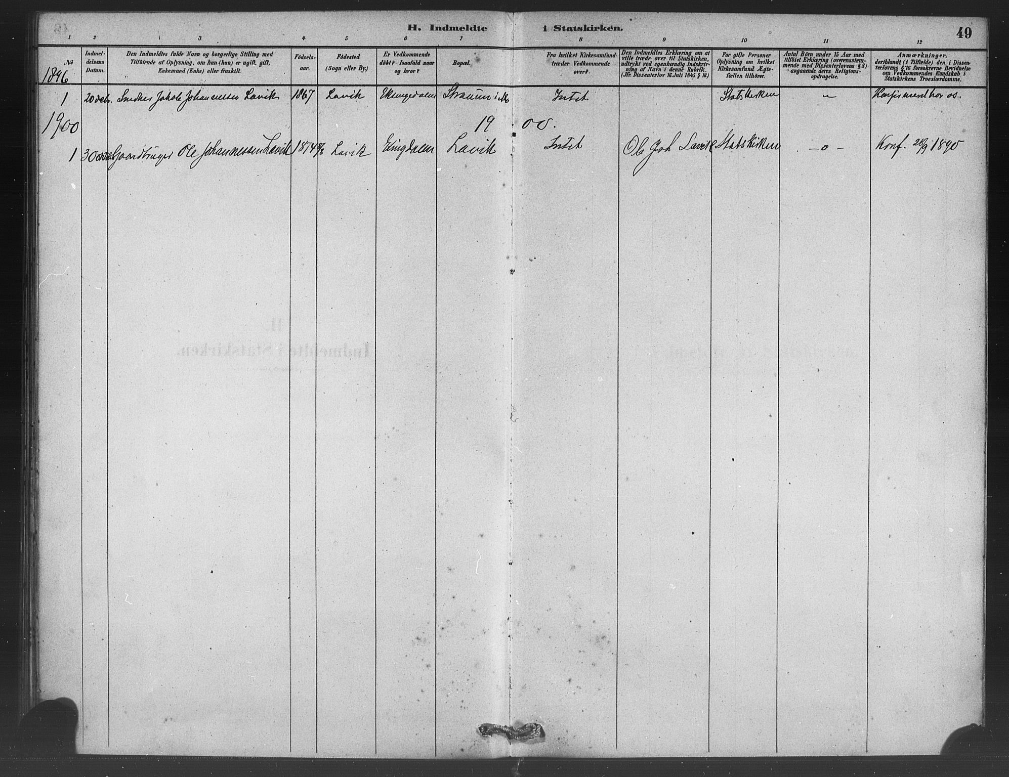 Vaksdal Sokneprestembete, SAB/A-78901/H/Haa: Parish register (official) no. C 1, 1881-1900, p. 49