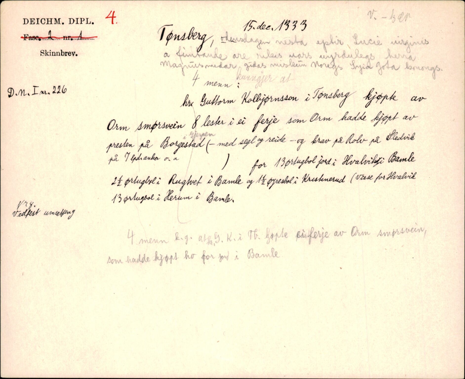Riksarkivets diplomsamling, AV/RA-EA-5965/F35/F35j/L0001: Regestsedler: Deichmanske diplomer nr. 1-450, p. 13