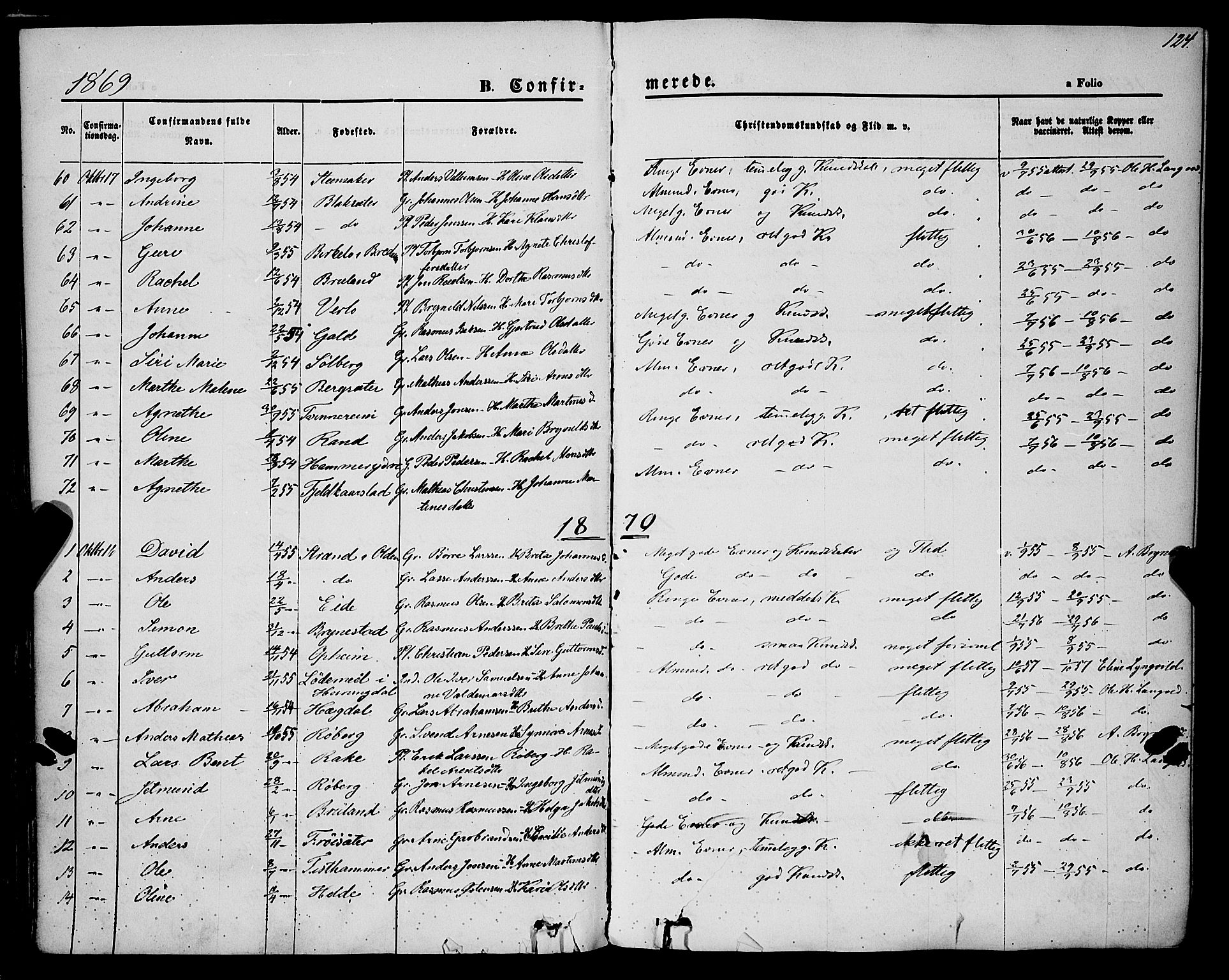 Innvik sokneprestembete, AV/SAB-A-80501: Parish register (official) no. A 6, 1865-1878, p. 124