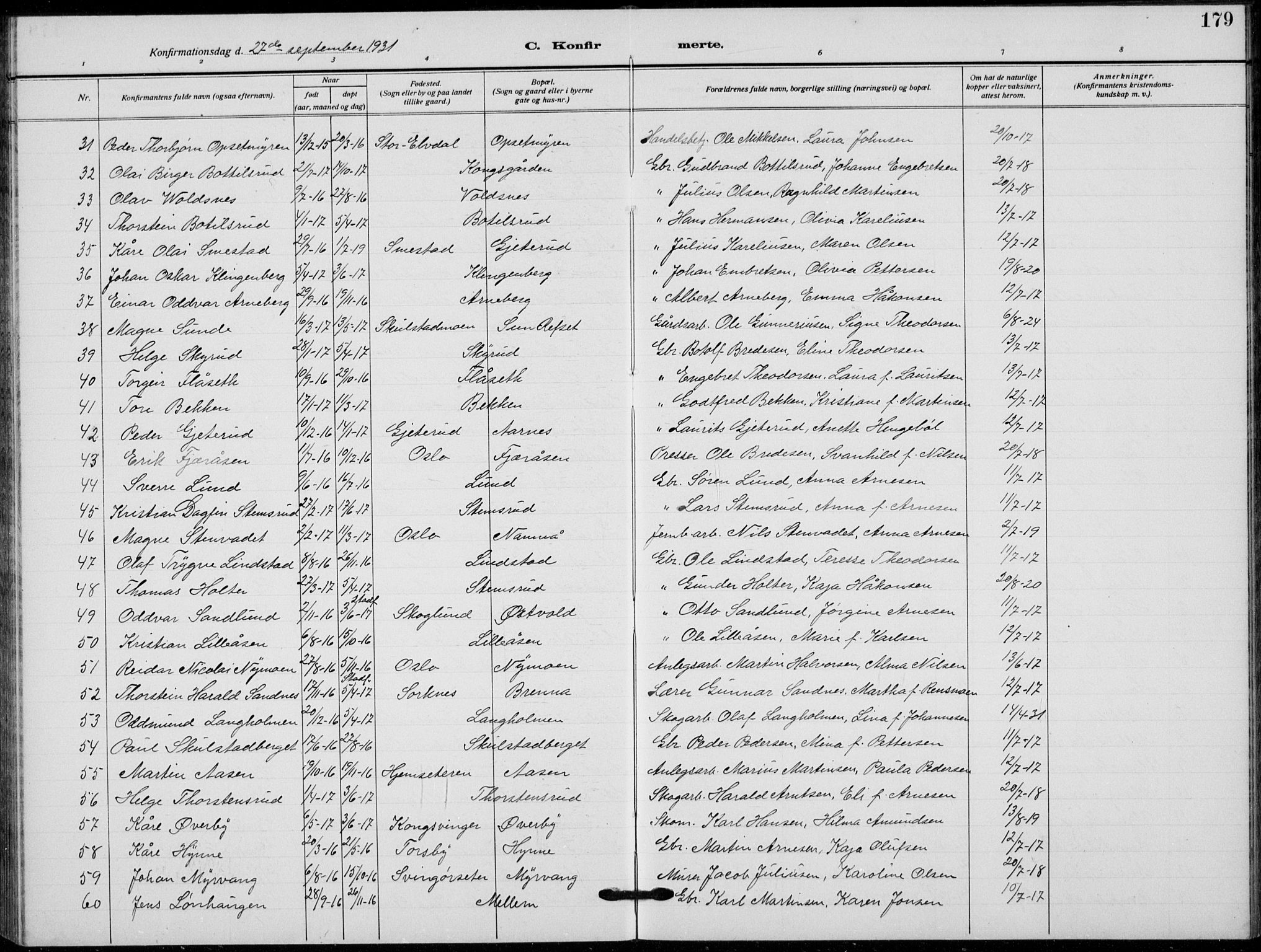 Grue prestekontor, AV/SAH-PREST-036/H/Ha/Hab/L0008: Parish register (copy) no. 8, 1921-1934, p. 179