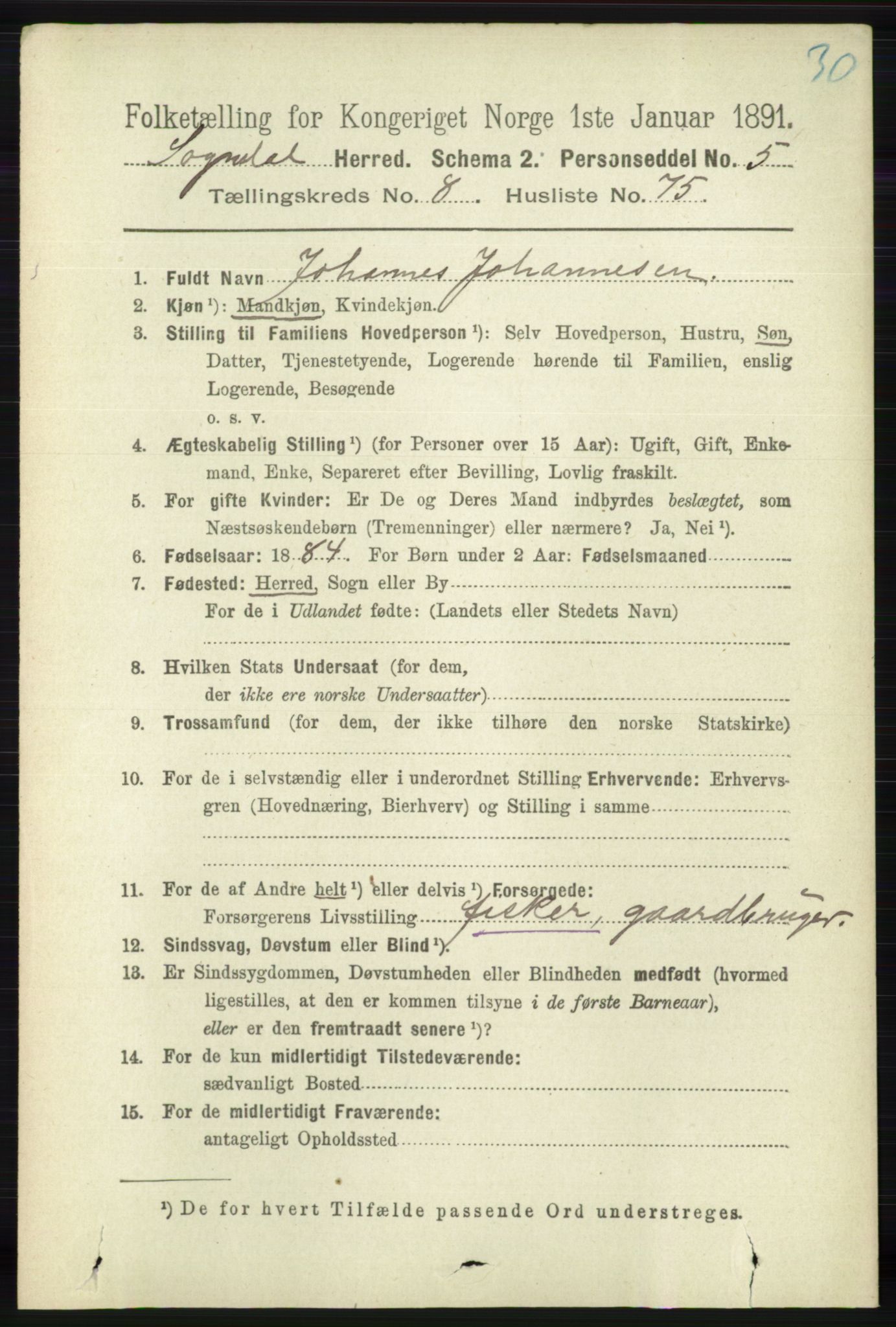 RA, 1891 census for 1111 Sokndal, 1891, p. 3114