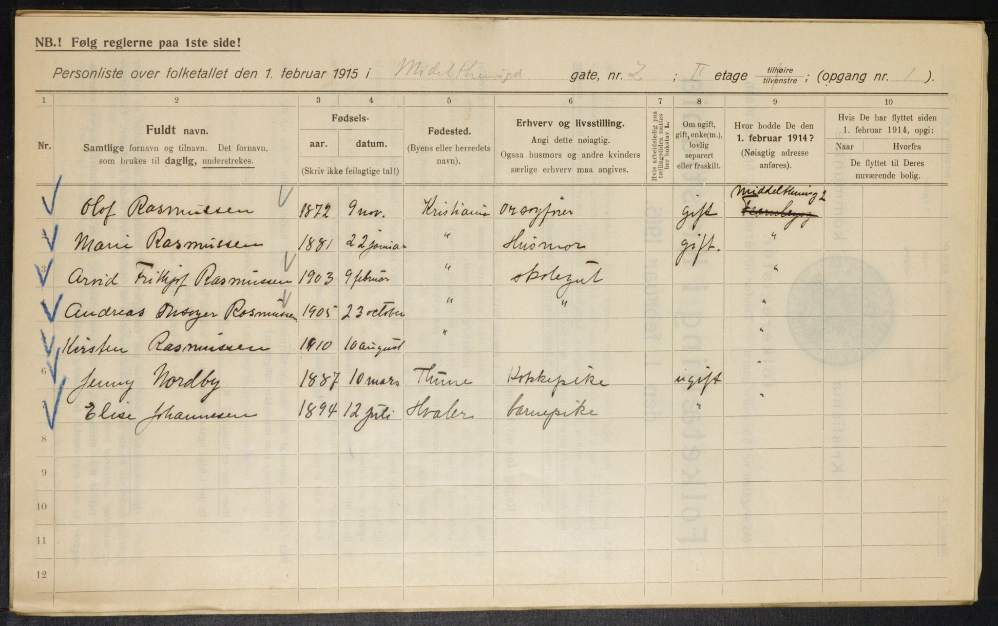 OBA, Municipal Census 1915 for Kristiania, 1915, p. 64729