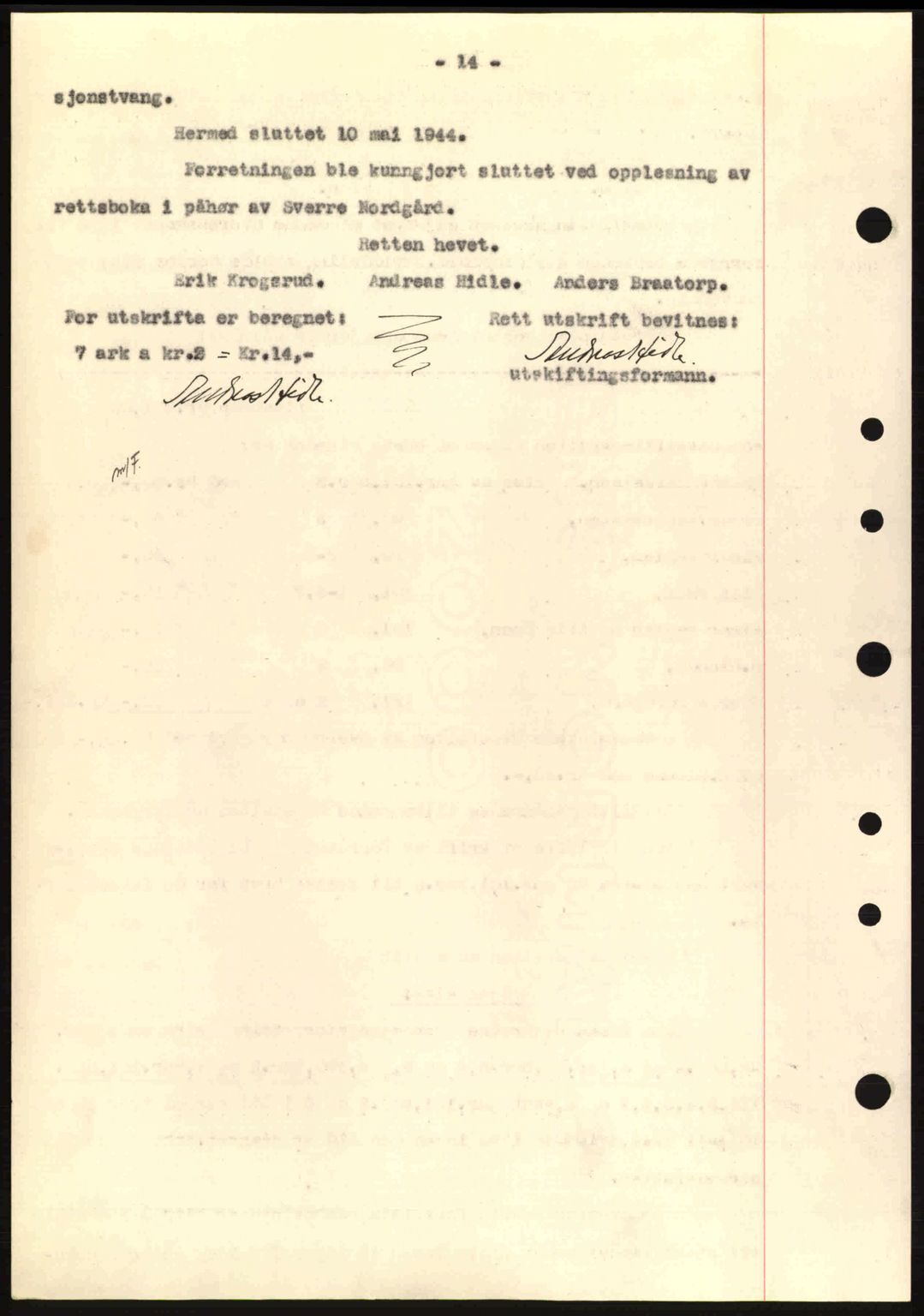 Idd og Marker sorenskriveri, AV/SAO-A-10283/G/Gb/Gbb/L0006: Mortgage book no. A6, 1943-1944, Diary no: : 459/1944