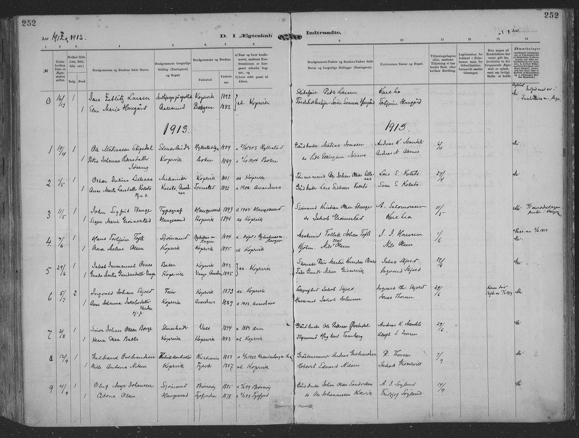 Kopervik sokneprestkontor, SAST/A-101850/H/Ha/Haa/L0001: Parish register (official) no. A 1, 1880-1919, p. 252