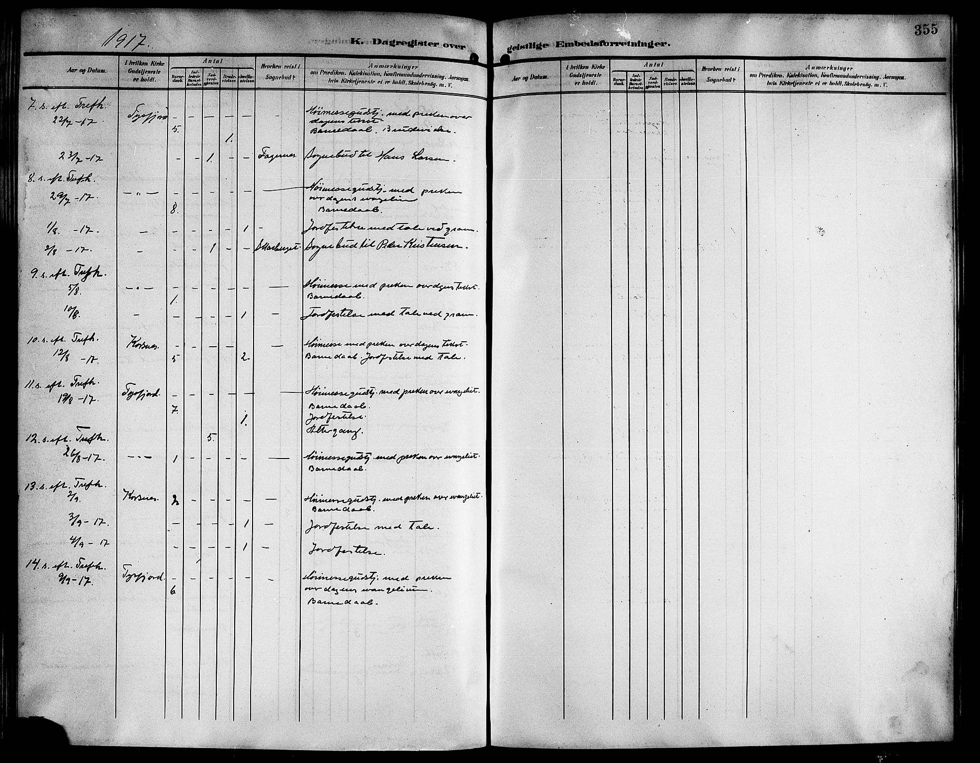 Ministerialprotokoller, klokkerbøker og fødselsregistre - Nordland, AV/SAT-A-1459/861/L0877: Parish register (copy) no. 861C03, 1903-1919, p. 355