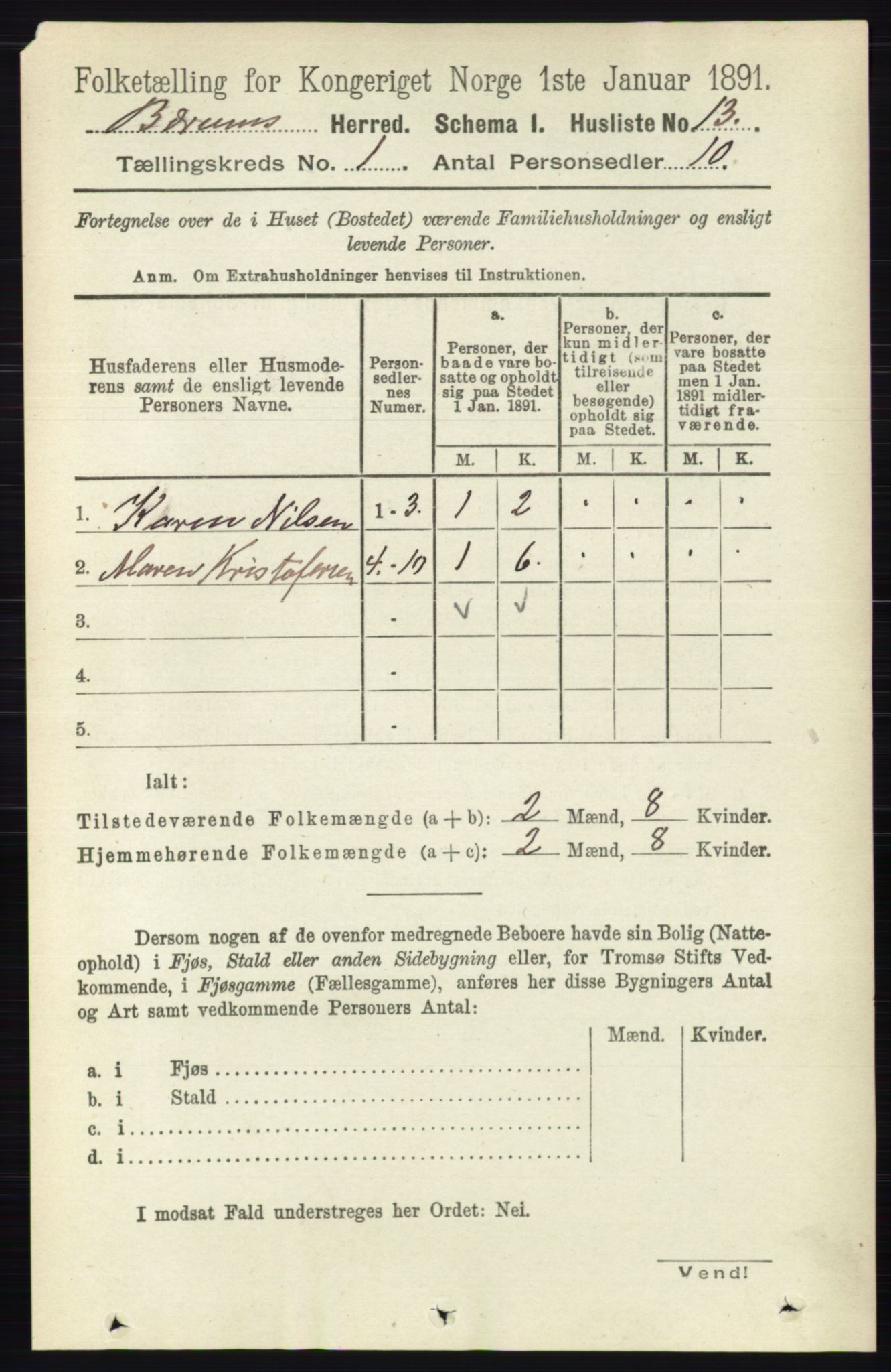 RA, 1891 census for 0219 Bærum, 1891, p. 55