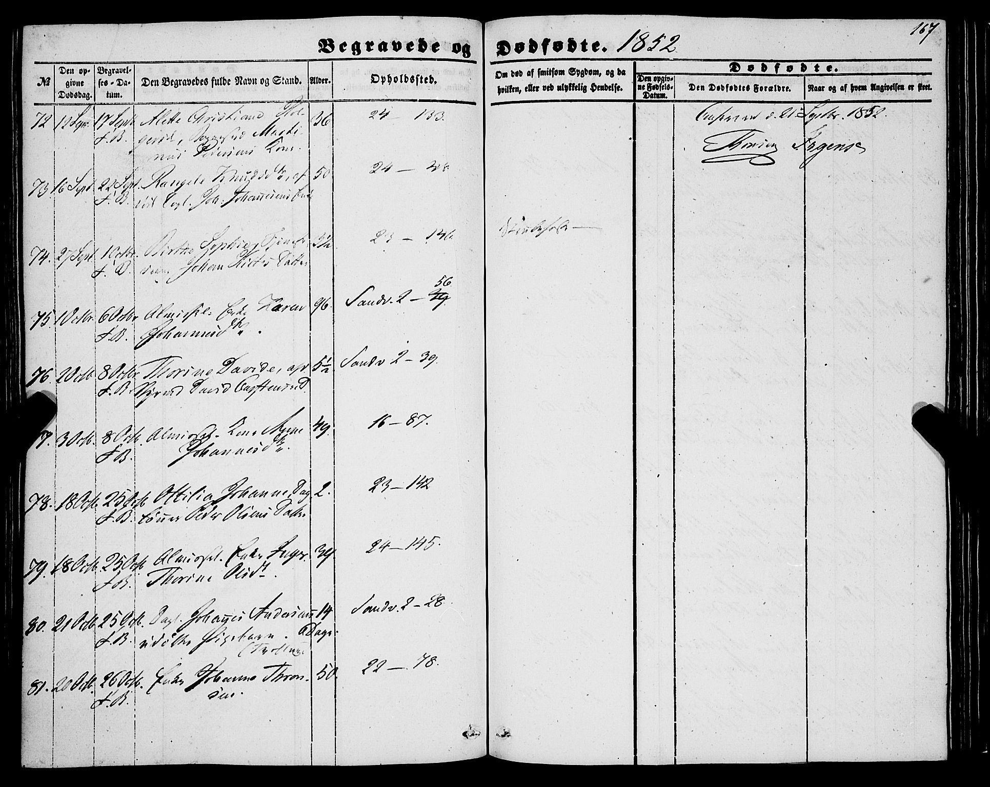 Korskirken sokneprestembete, AV/SAB-A-76101/H/Haa: Parish register (official) no. E 2, 1848-1862, p. 167