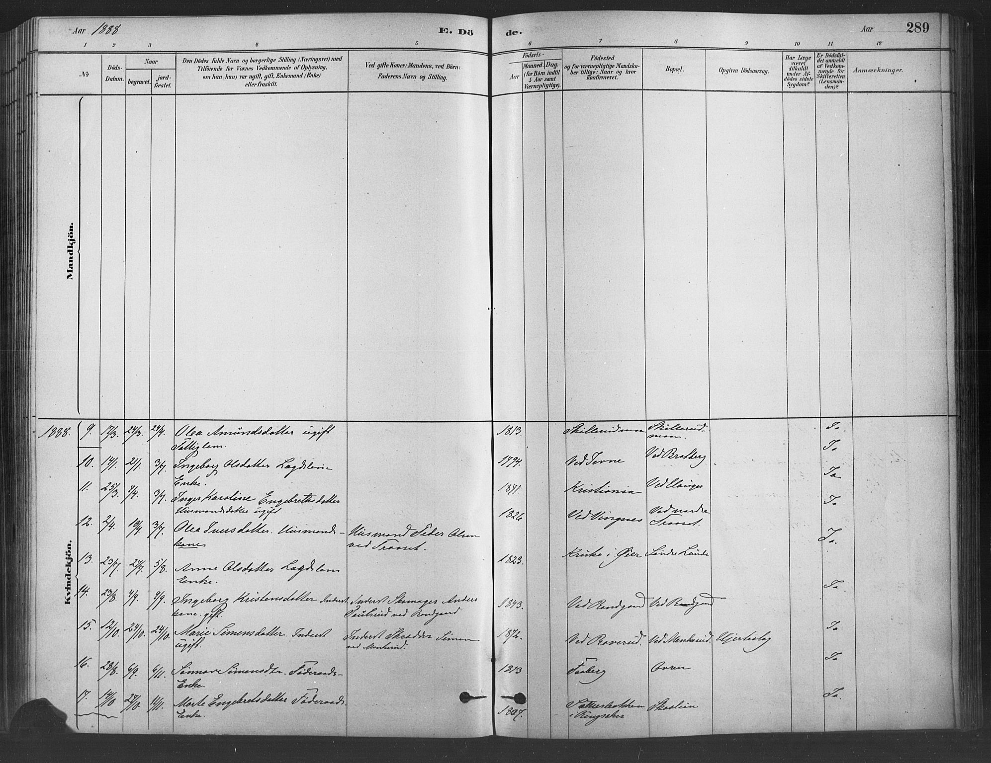 Fåberg prestekontor, SAH/PREST-086/H/Ha/Haa/L0009: Parish register (official) no. 9, 1879-1898, p. 289