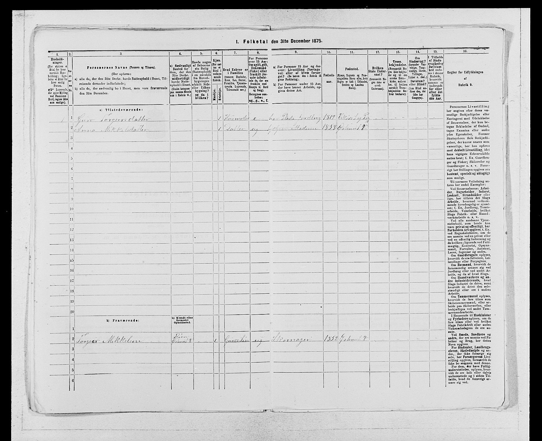 SAB, 1875 census for 1238P Vikør, 1875, p. 863