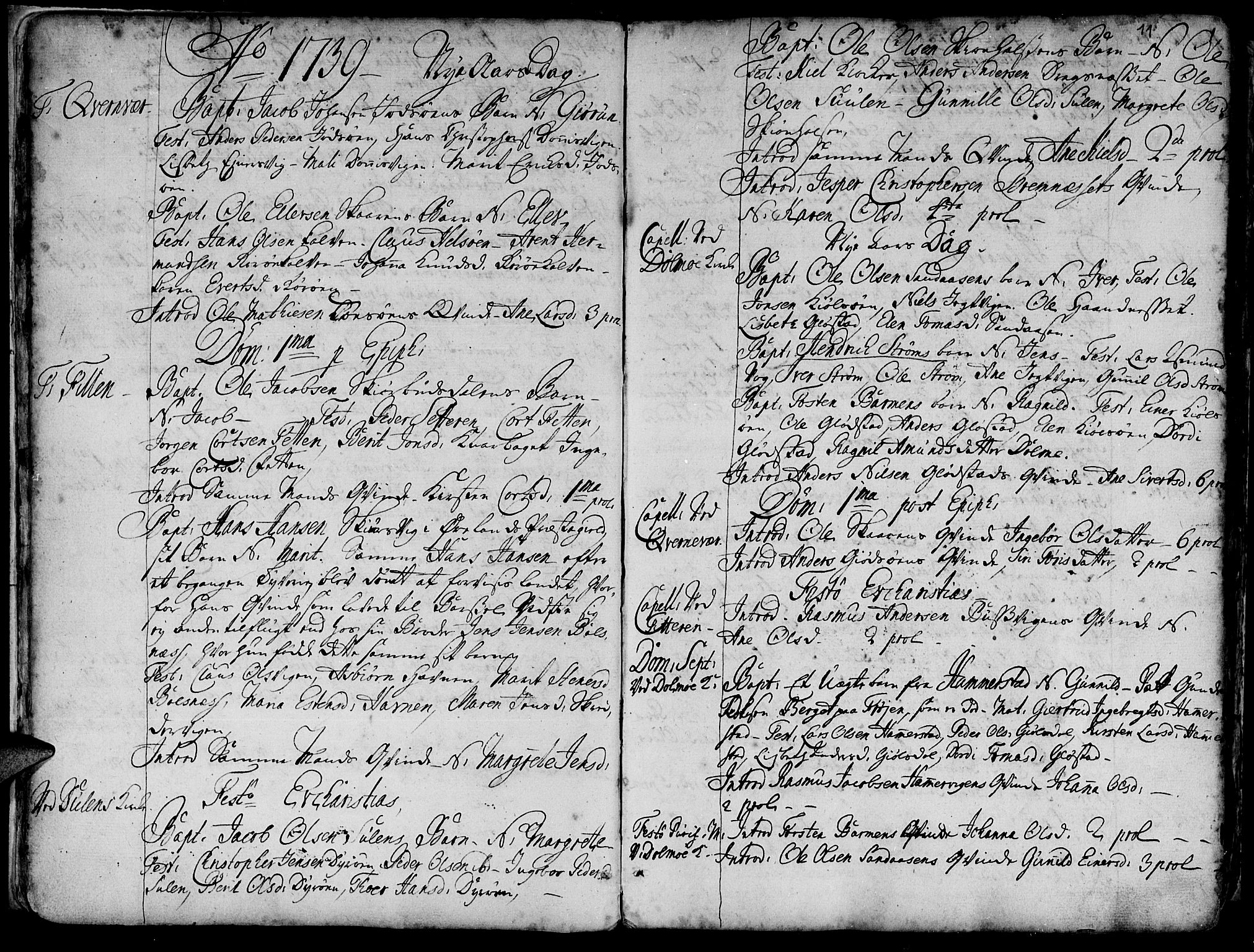 Ministerialprotokoller, klokkerbøker og fødselsregistre - Sør-Trøndelag, SAT/A-1456/634/L0525: Parish register (official) no. 634A01, 1736-1775, p. 11