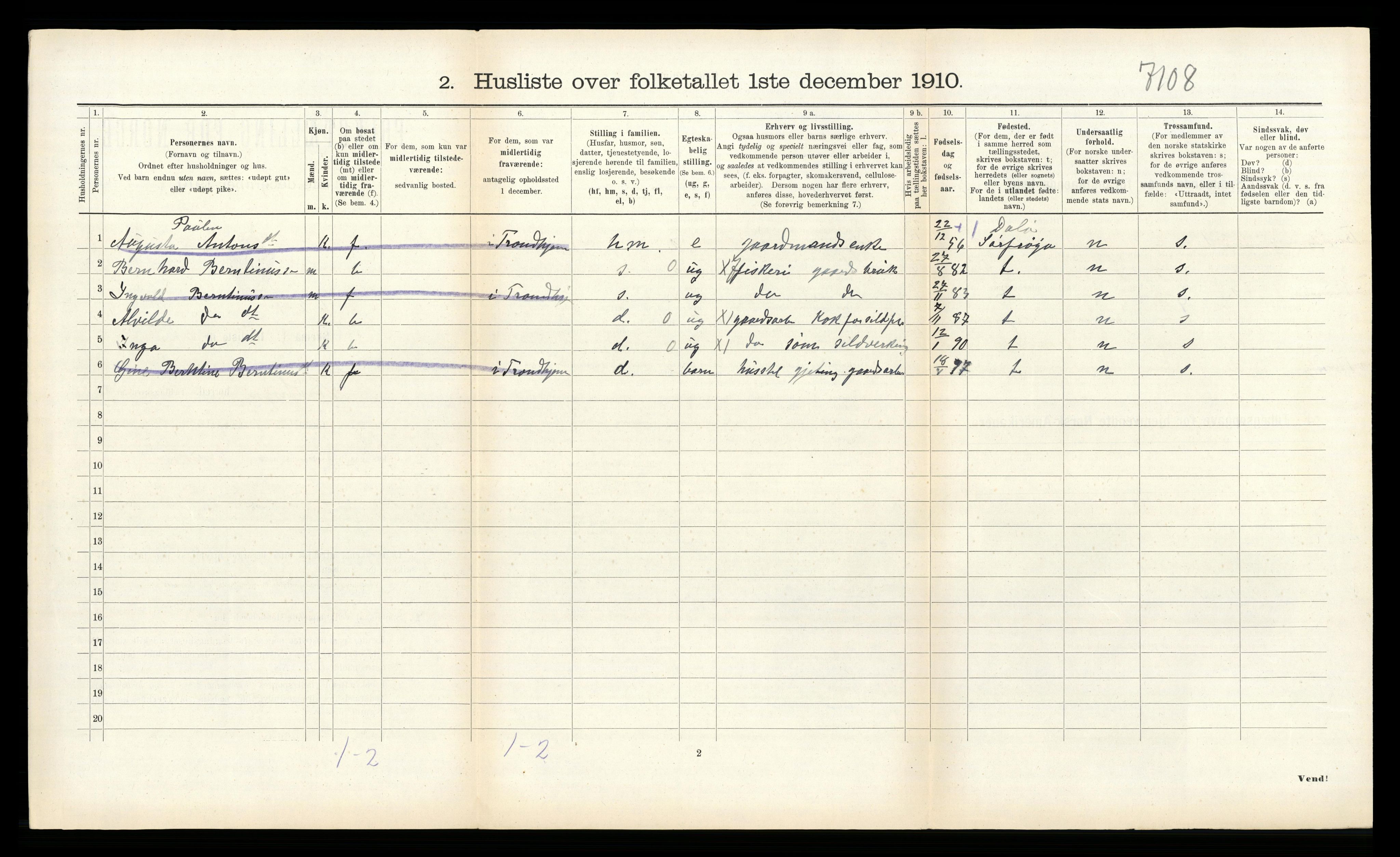 RA, 1910 census for Nord-Frøya, 1910, p. 411