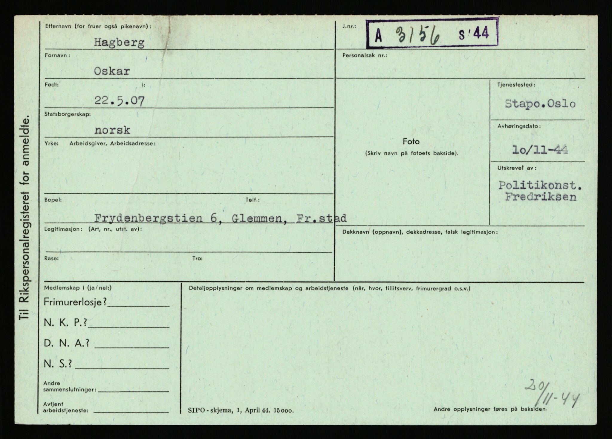 Statspolitiet - Hovedkontoret / Osloavdelingen, AV/RA-S-1329/C/Ca/L0005: Furali - Hamula, 1943-1945, p. 3840