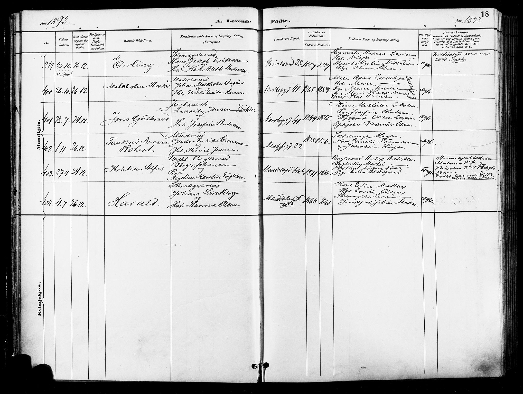 Grønland prestekontor Kirkebøker, AV/SAO-A-10848/F/Fa/L0012: Parish register (official) no. 12, 1893-1900, p. 18