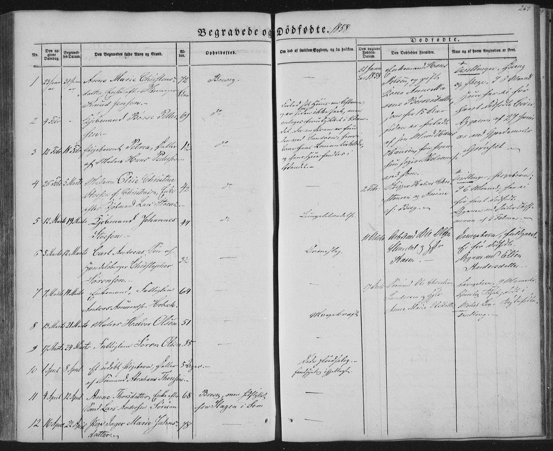 Brevik kirkebøker, SAKO/A-255/F/Fa/L0005: Parish register (official) no. 5, 1847-1865, p. 267