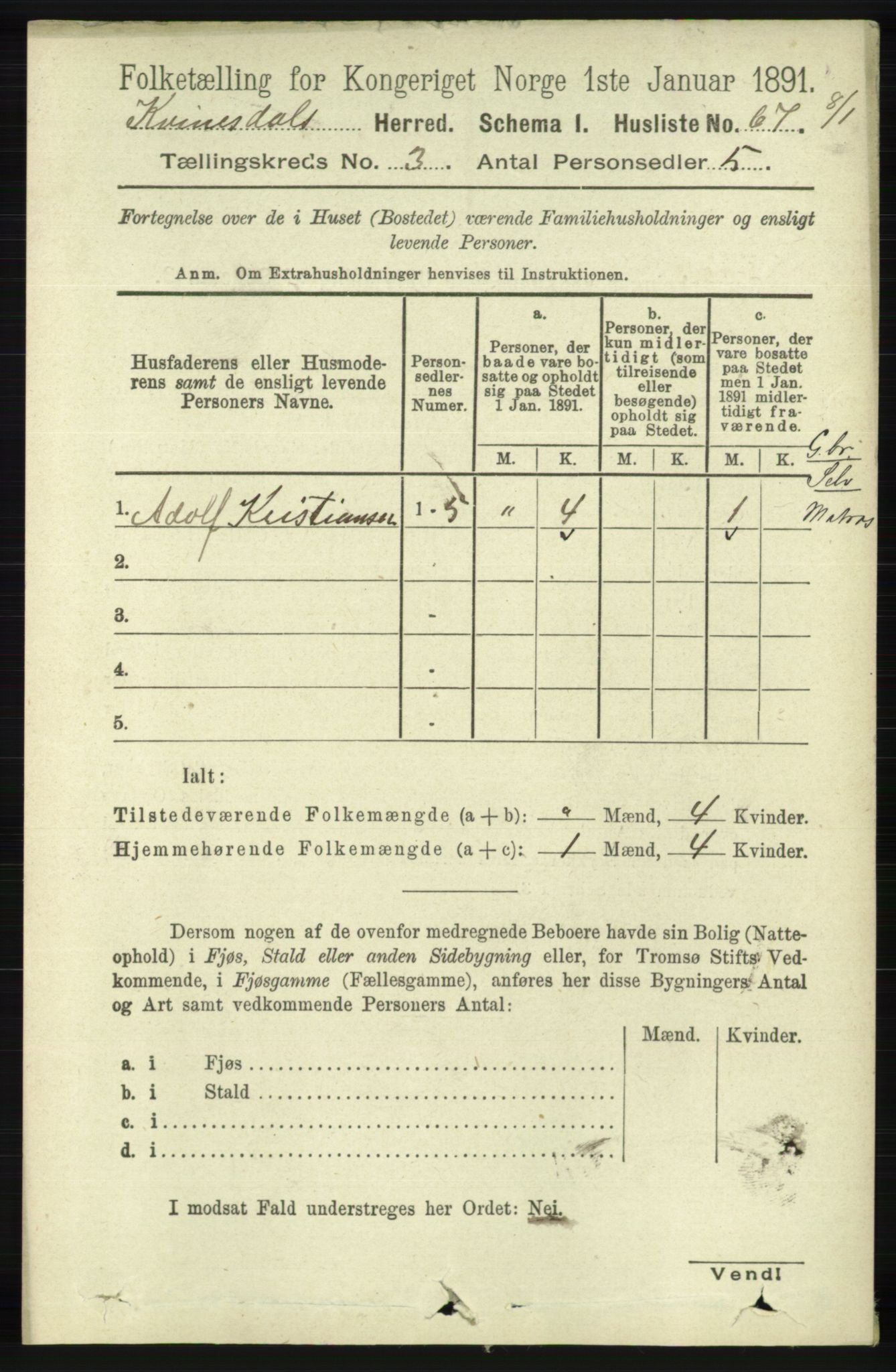 RA, 1891 census for 1037 Kvinesdal, 1891, p. 1022