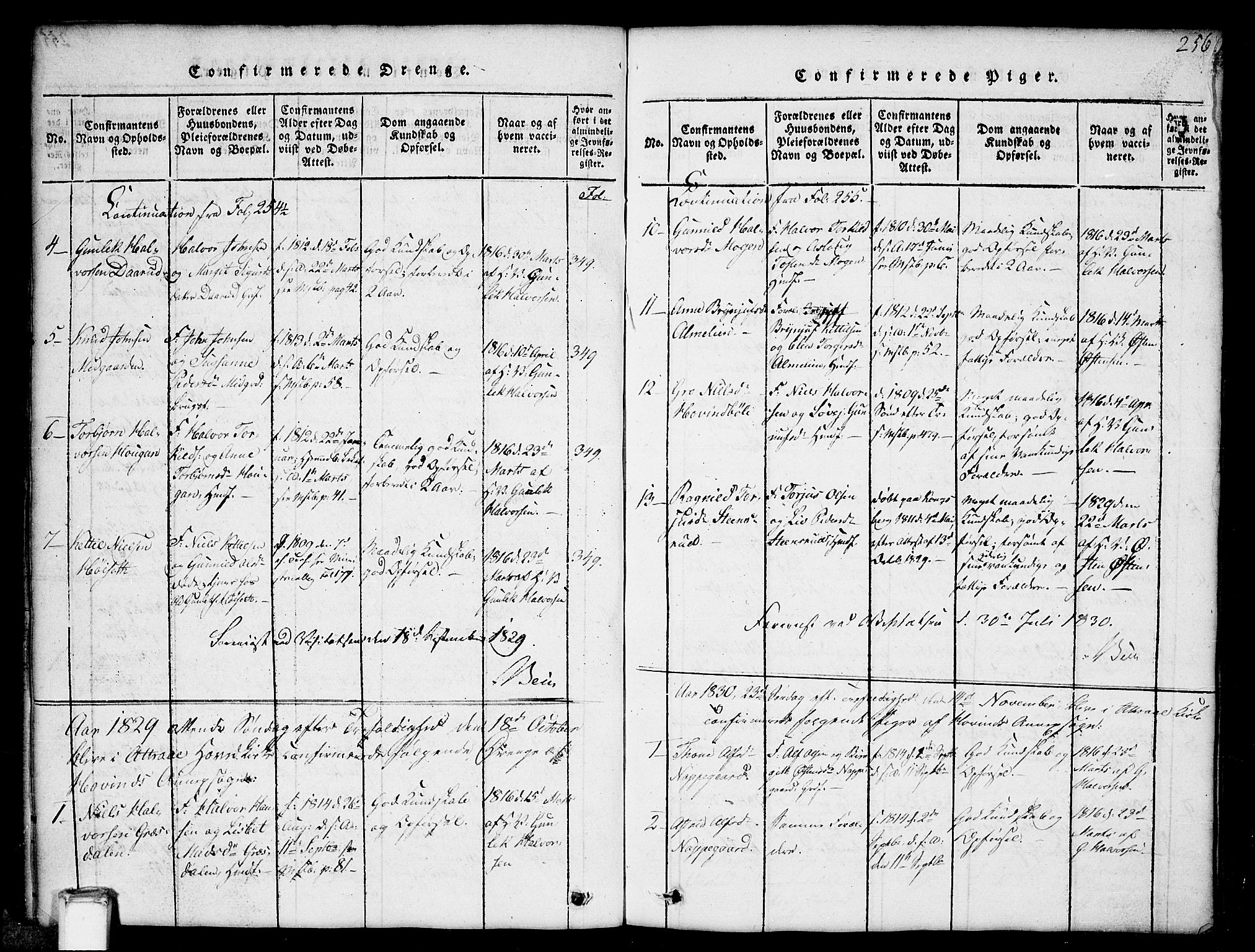Gransherad kirkebøker, SAKO/A-267/G/Gb/L0001: Parish register (copy) no. II 1, 1815-1860, p. 256
